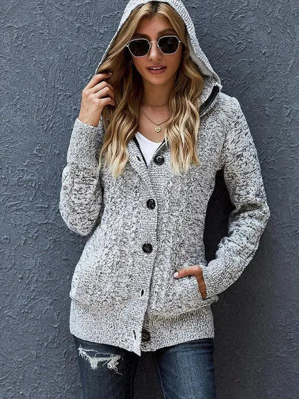 Cozy Casual Hooded Cardigan Sweater for Women - Soft Fleece Long Sleeve Open Front Jacket | Perfect for Fall, Winter, Lounge Wear & Outdoor Activities