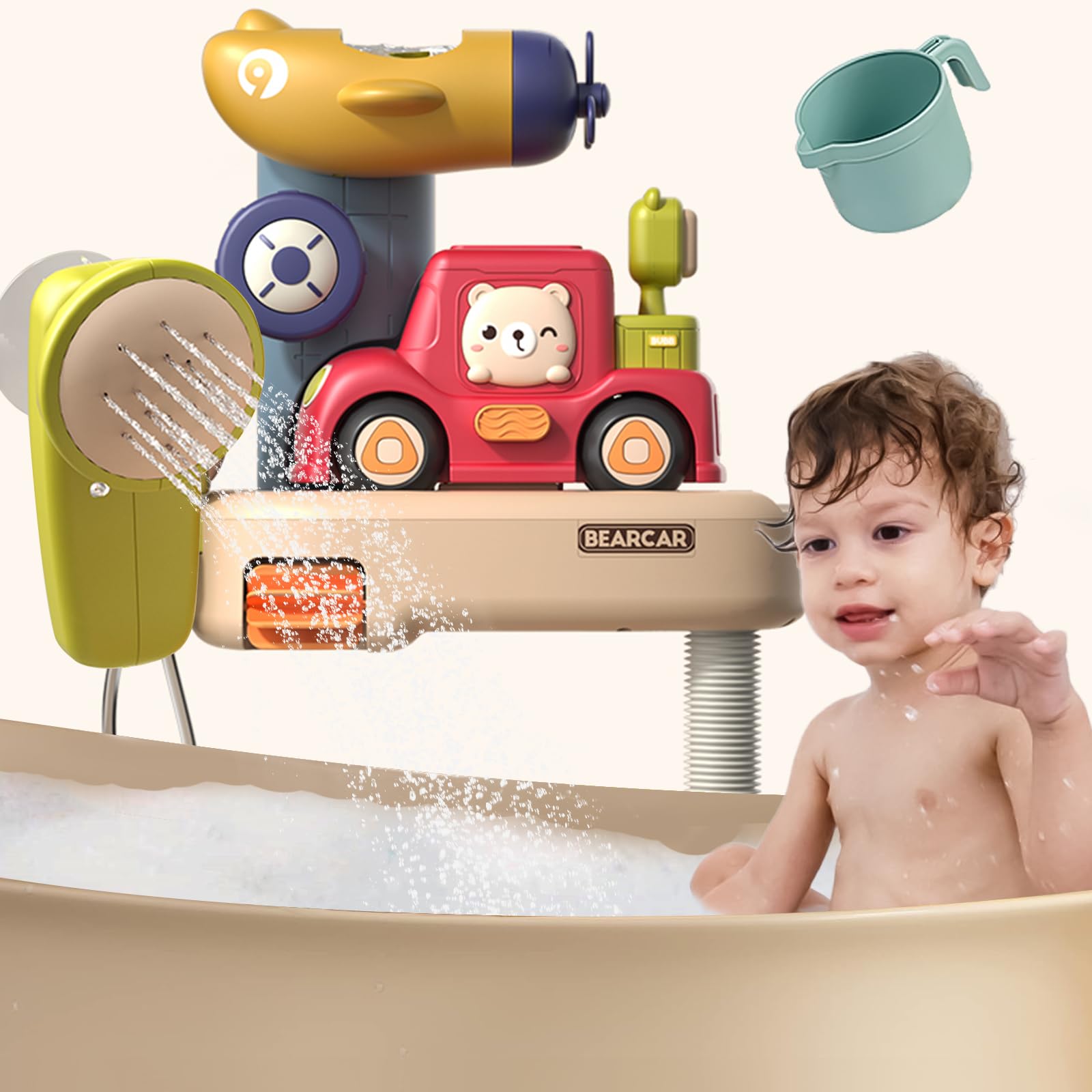 Submersible Water Pump Baby Bath Toys Set with Car Toys - Fun Interactive Bathtub Play for Toddlers 3-5 Years | Perfect Shower Time Activity & Birthday Gift for Kids | Safe BPA-Free Bath Time Entertainment