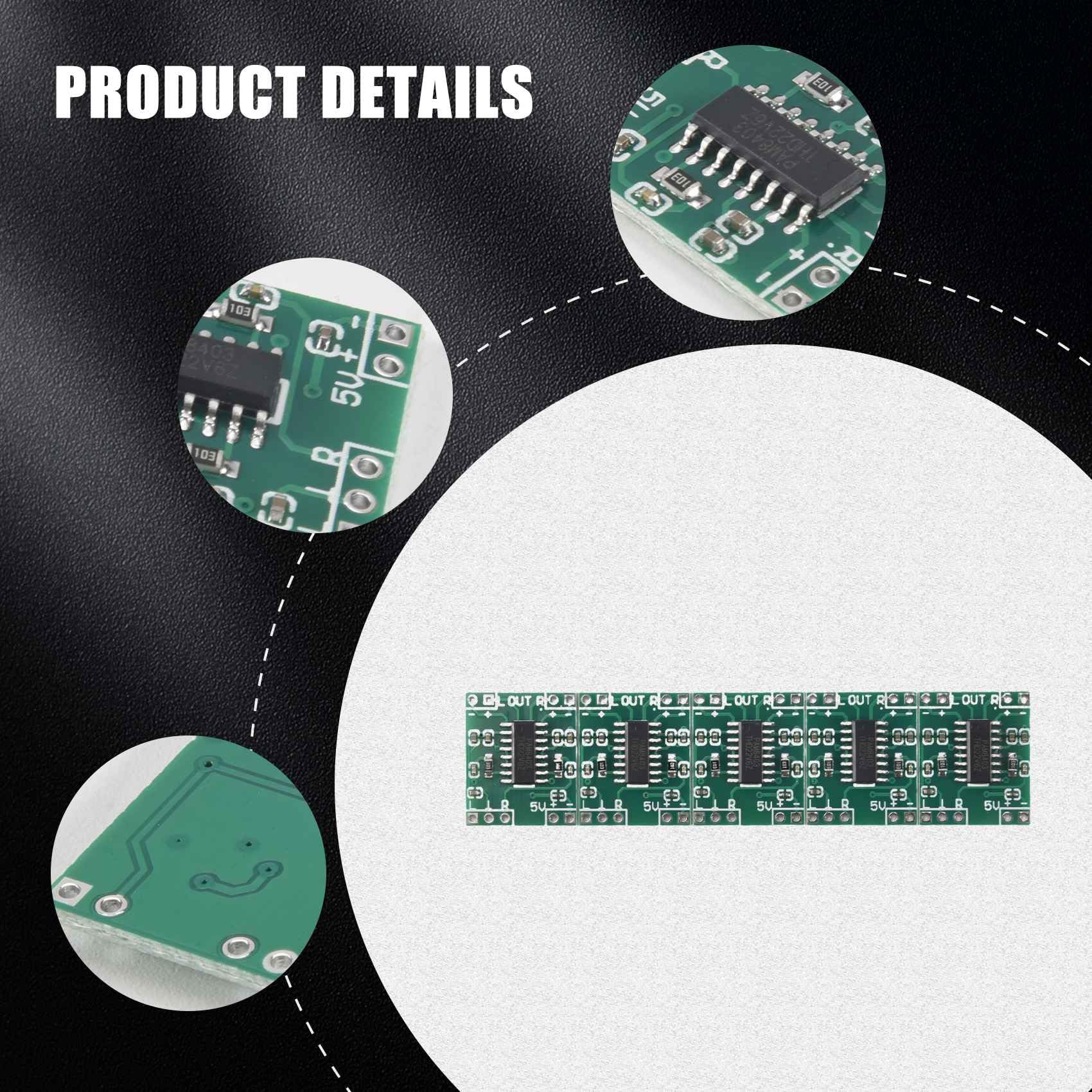 Yheonver 5 Pcs Digital Power Amplifier Board, 2X3W Type D PAM8403 Audio Module, DC 5V Digital Audio Amplifier for DIY Speakers, Home Theater, Car Audio Systems - Perfect for Audio Projects and Sound Enhancements