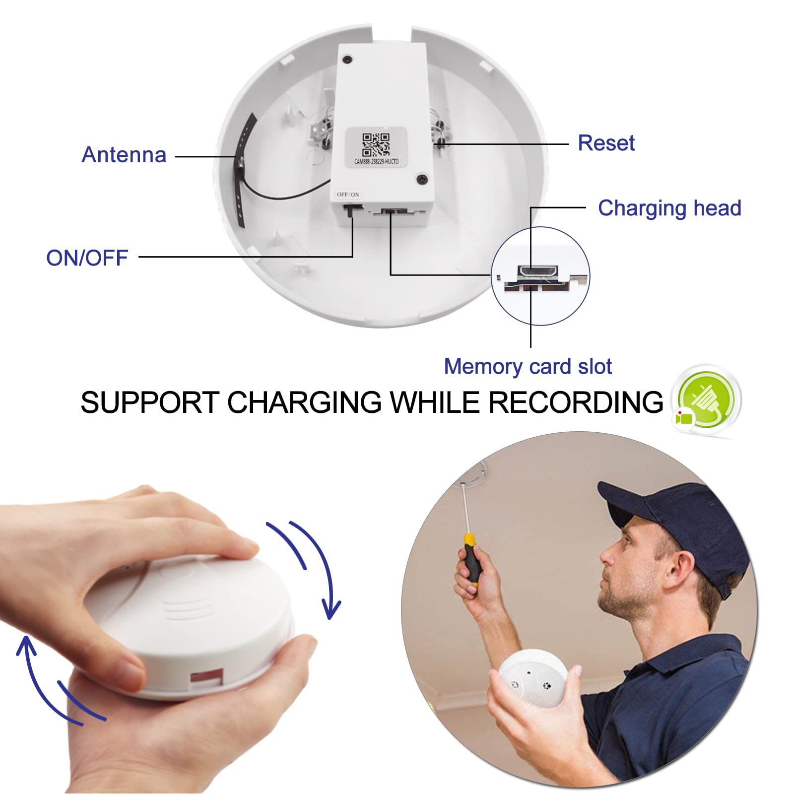 WiFi Mini Spy Hidden Camera Smoke Detector - 1080P HD Nanny Cam with Night Vision & Motion Detection | Wireless Security Camera for iOS/Android | Ideal for Home, Office & Baby Monitoring Safety