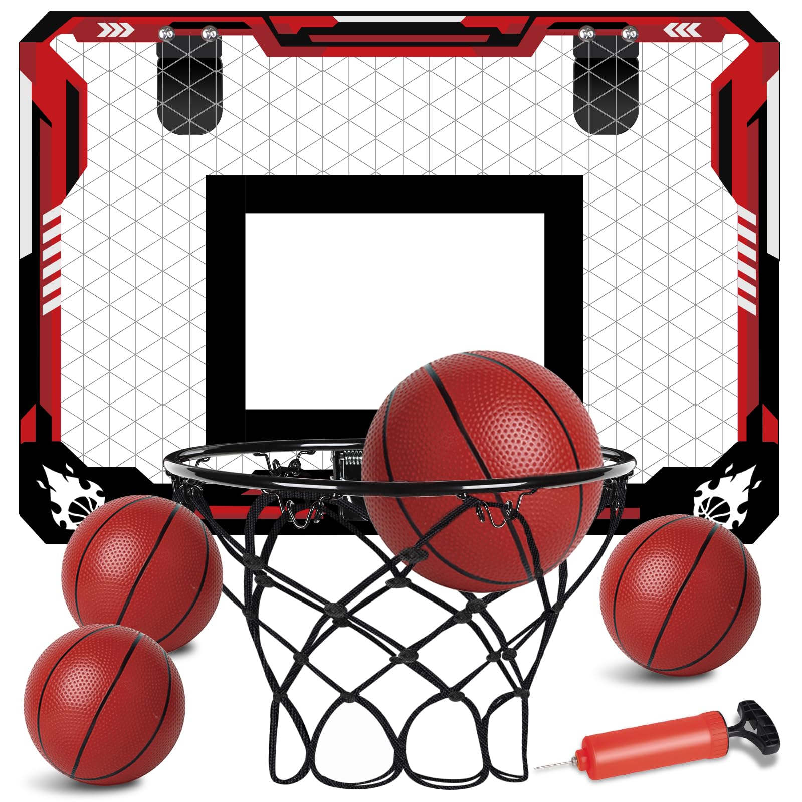 Mini Basketball Hoop for Kids & Adults - Indoor Over The Door Foldable Hoop with 4 Balls, Fan Backboard - Perfect for Bedroom, Office, or Playroom Games - Great Birthday Gift for Boys, Girls & Teens Ages 3+