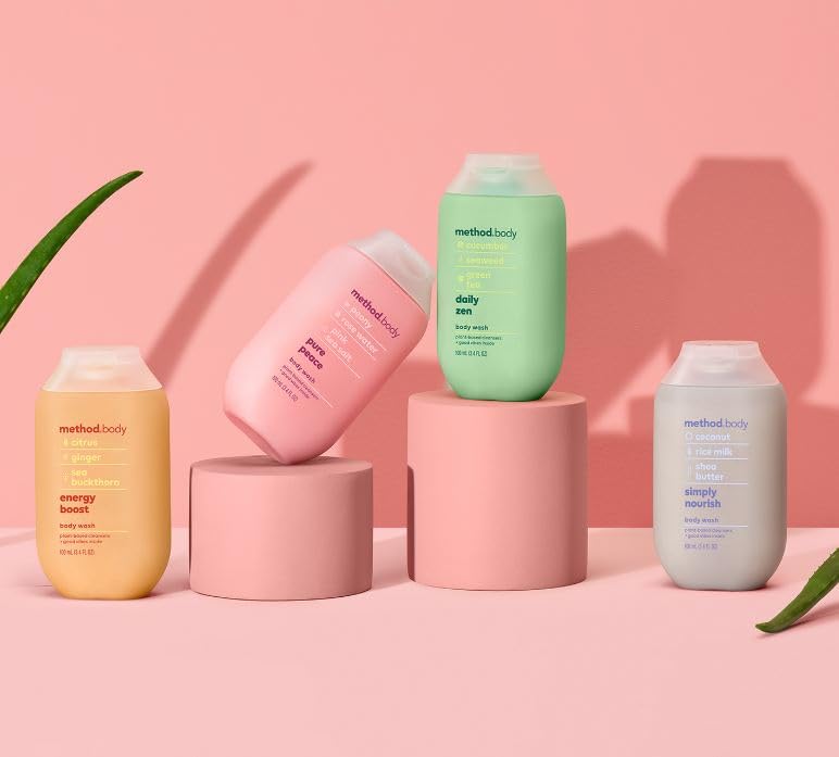 Method Simply Nourish Body Wash - 3.4oz Travel Size for Gym, Travel & On-the-Go | Vegan & Cruelty-Free Shower Gel