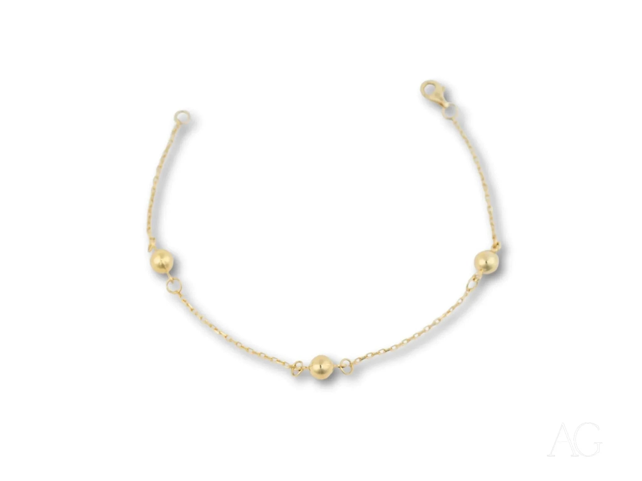 18K Gold Polished Sphere Bracelet - Elegant & Simple Jewelry for Women - Perfect for Weddings, Parties & Everyday Wear