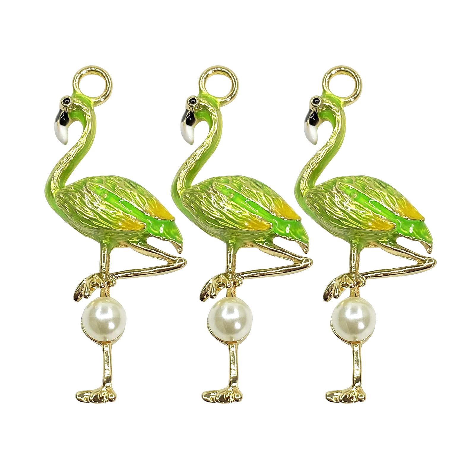 12 Pack Flamingo Shower Curtain Hooks - Stainless Steel Rustproof Bathroom Accessories with Fluorescent Green Finish | Perfect for Tropical Beach Themed Bathrooms, Kids' Rooms & Coastal Home Decor