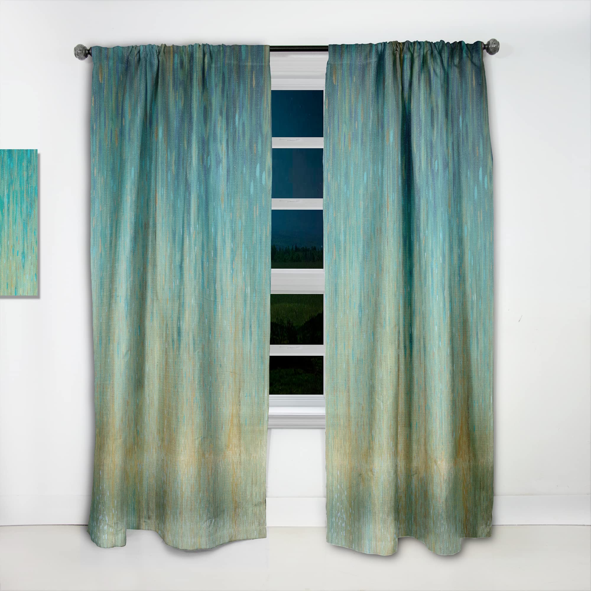 DesignQ 'Rain Abstract Panel' Thermal Insulated Curtains - 52x63 Inches Single Panel for Bedroom & Living Room - Noise Reducing Blackout Drapes for Home Decor & Privacy