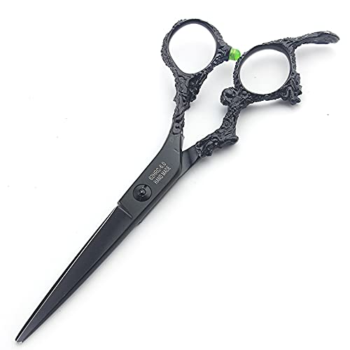 Professional 6 Inch Hair Cutting Scissors - 440C Stainless Steel Barber Shears with Black Dragon Design & Thinning Scissors - Perfect for Salon Stylists & Home Hairdressing