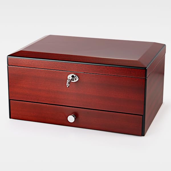 Personalized Engraved Large Matte-Finish Wooden Jewelry Box with Drawer & Lock - Free Custom Name/Message - Perfect Gift for Women, Brides, Anniversaries & Special Occasions