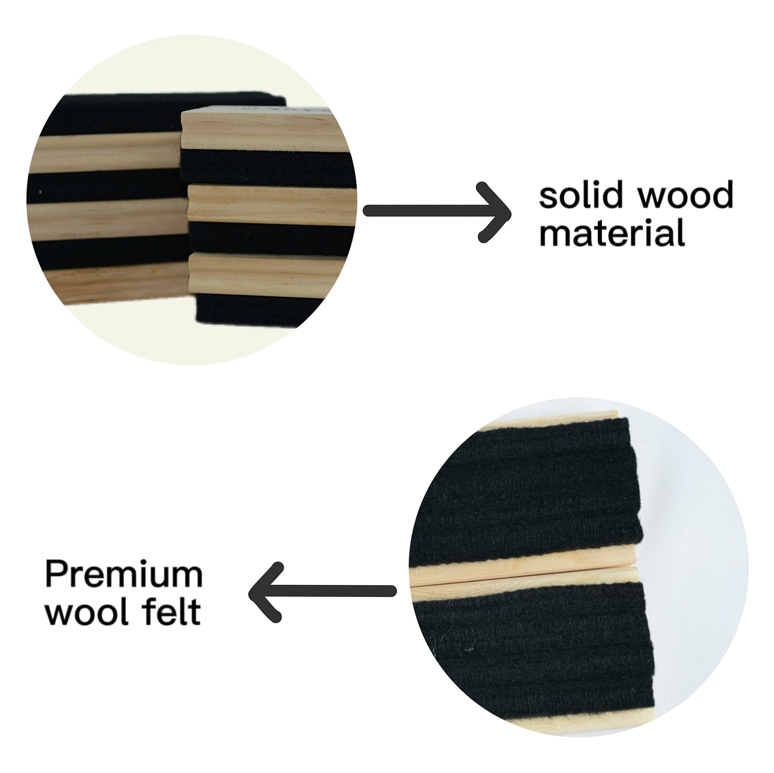 6 Pack Premium Wool Felt Chalkboard Erasers - Dustless Wooden Chalk Eraser for Classroom, Office & Home Use - Blackboard Cleaner for Teachers, Students & Professionals