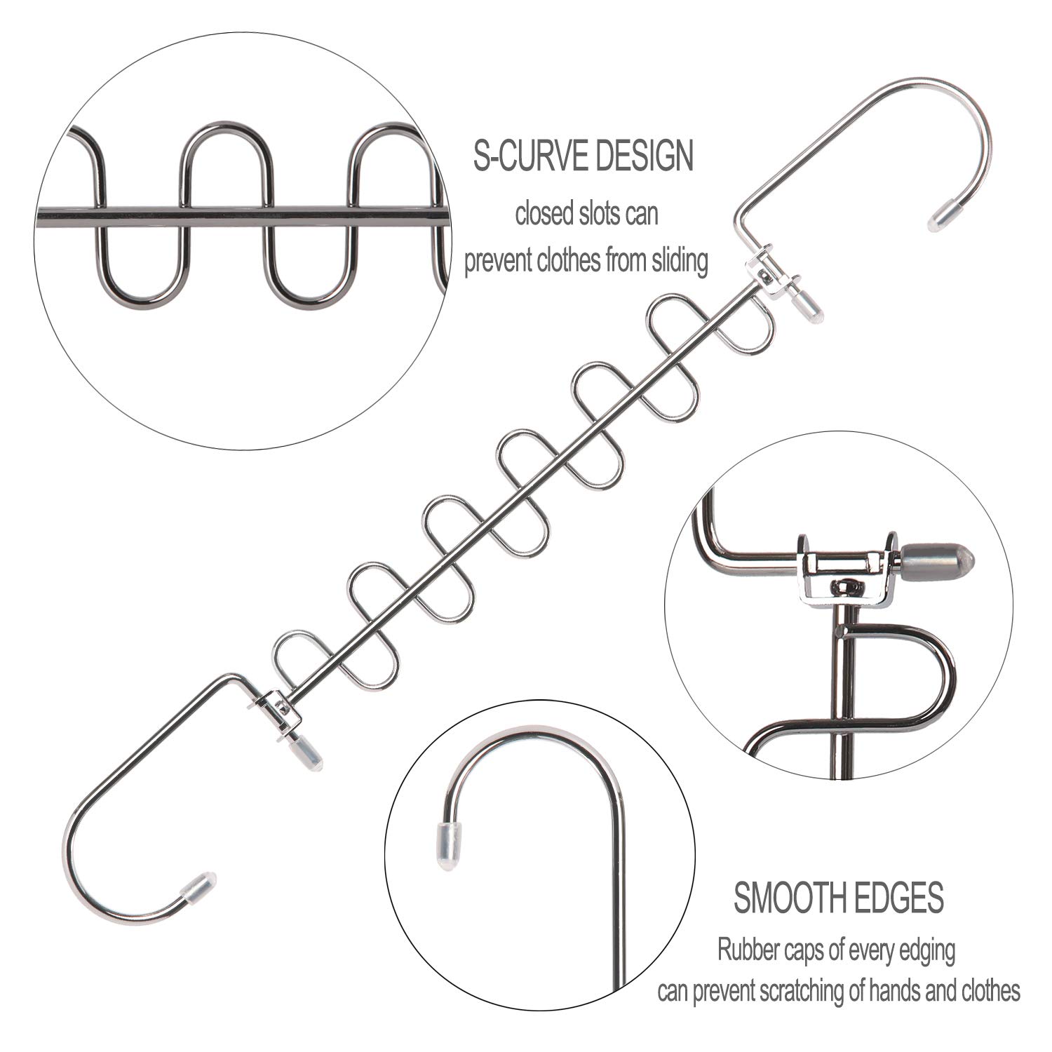 GEFTOL 20 Pack Metal Space Saving Hangers - 12 Slot Cascading Closet Organizer for Wardrobe & Clothes Storage | Perfect for Small Spaces, Dorm Rooms & Apartment Living