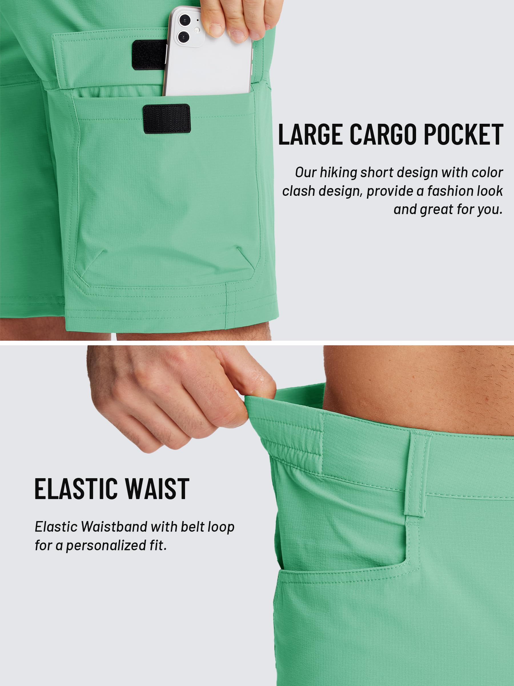TACVASEN Men's Quick Dry Cargo Shorts - Lightweight Summer Outdoor Hiking & Work Shorts with Multiple Pockets (No Belt Included) - Perfect for Camping, Travel & Casual Wear