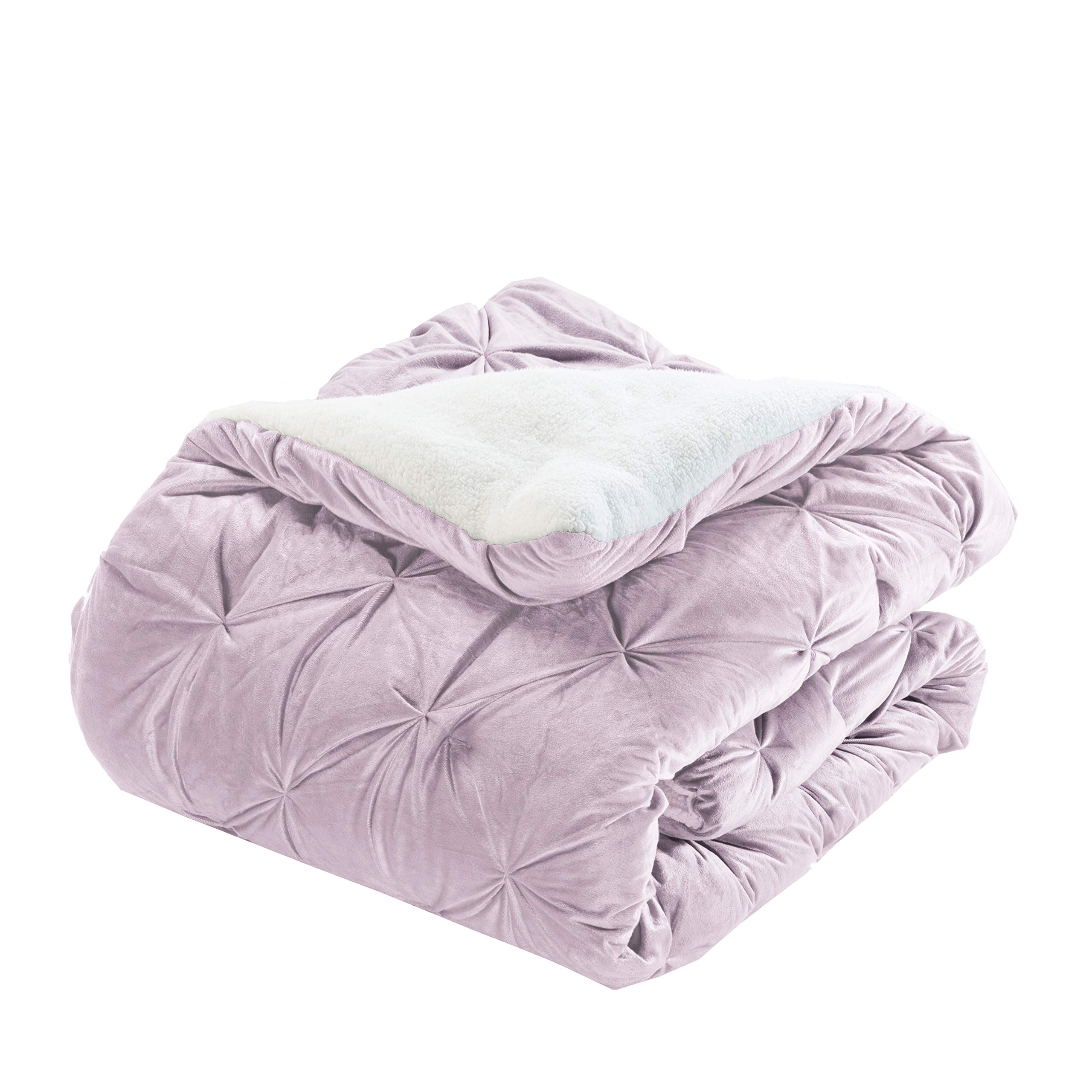Premium Softest Reversible 3-Piece Comforter Set - Full/Queen Size Dusty Rose | Ultra Cozy Micromink & Sherpa Bedding | Down Alternative Micro-Suede Pintuck Design for Luxurious Comfort | Perfect for Master Bedroom, Guest Room & Cozy Winter Nights