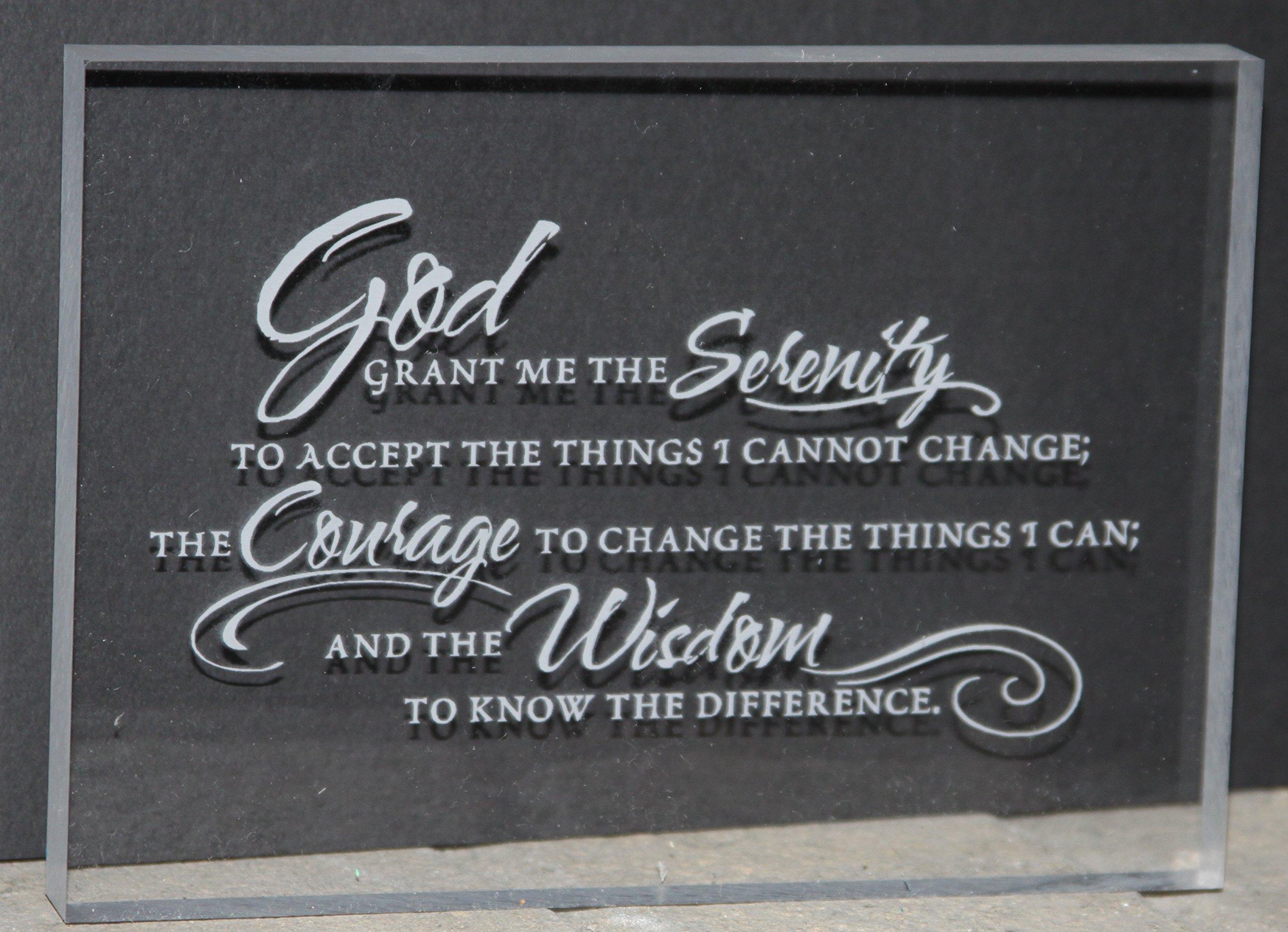 Serenity Prayer Engraved Acrylic Desk Plaque - 5x7 Inches Inspirational Office Decor for Stress Relief & Meditation Space