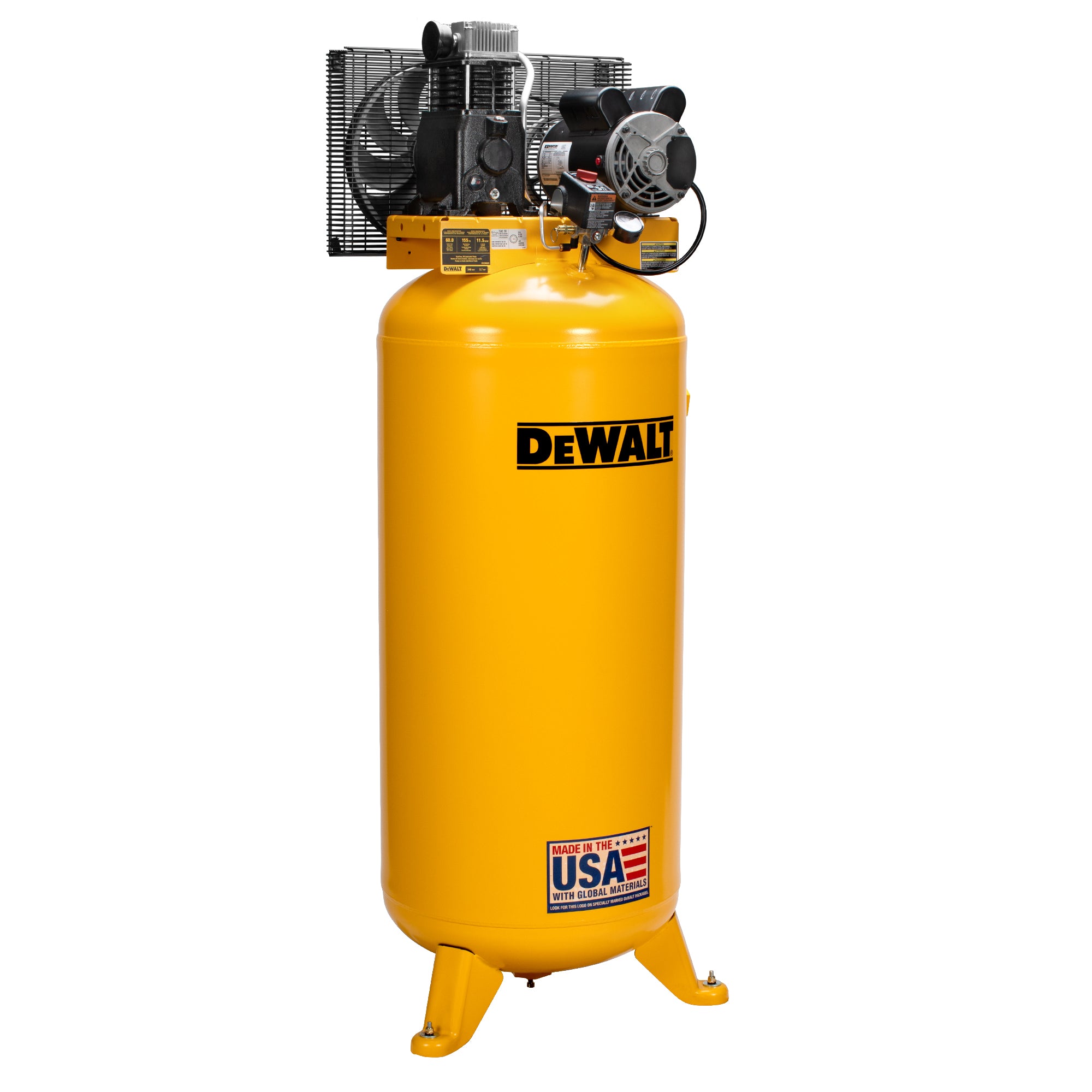 DeWALT DXCM601 60 Gallon 155 PSI Vertical Air Compressor - Heavy Duty Industrial Air Compressor for Woodworking, Construction & Automotive Use