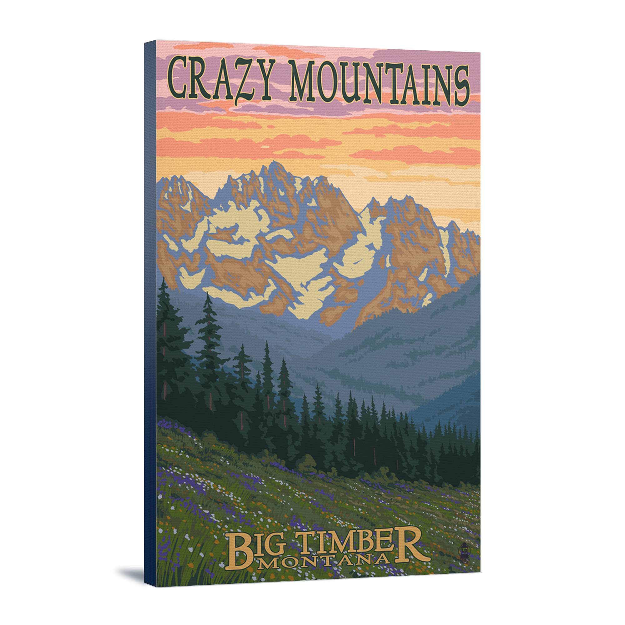 Big Timber Montana Spring Flowers Wall Art - 16x24 Wrapped Canvas Print - Nature Landscape Home Decor for Living Room, Bedroom & Office