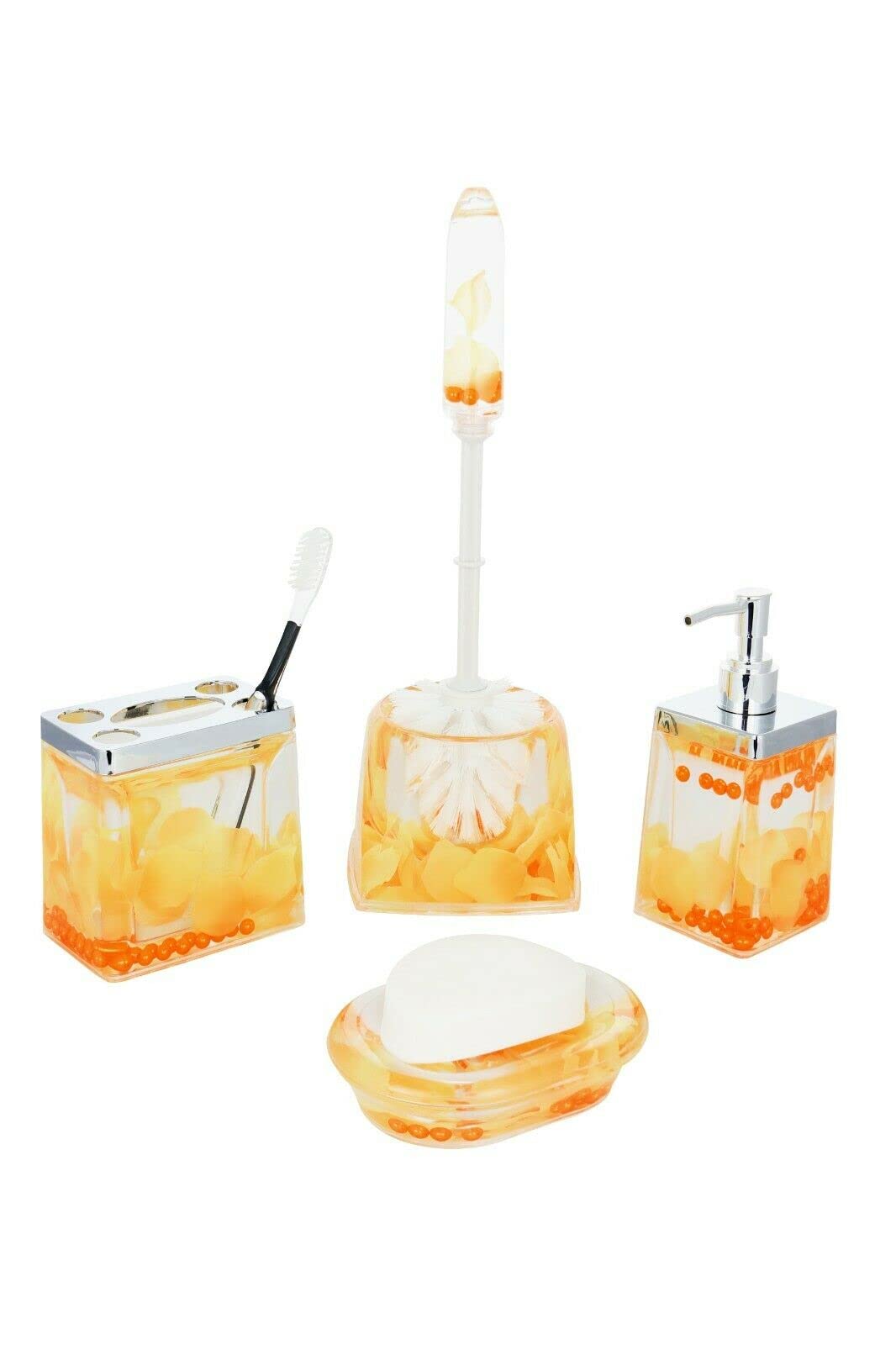 Premium 5-Piece Toiletry Bathroom Set with Yellow Petal Design - Imported Luxury Gift for Home, Travel & Spa | Perfect for Housewarming, Bridal Showers & Hotel Essentials