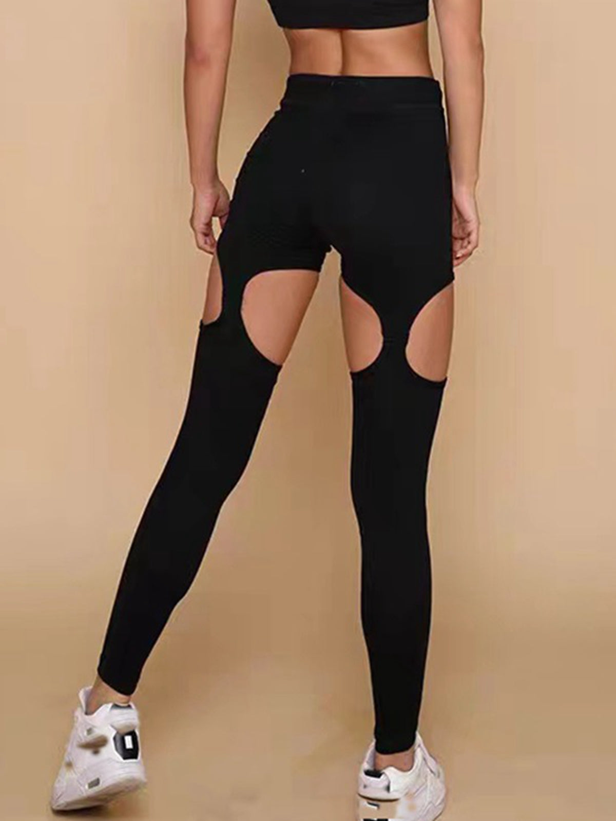 ZASUWA Women's High Waist Cutout Yoga Leggings - Trendy Workout Pants for Gym, Running & Fitness