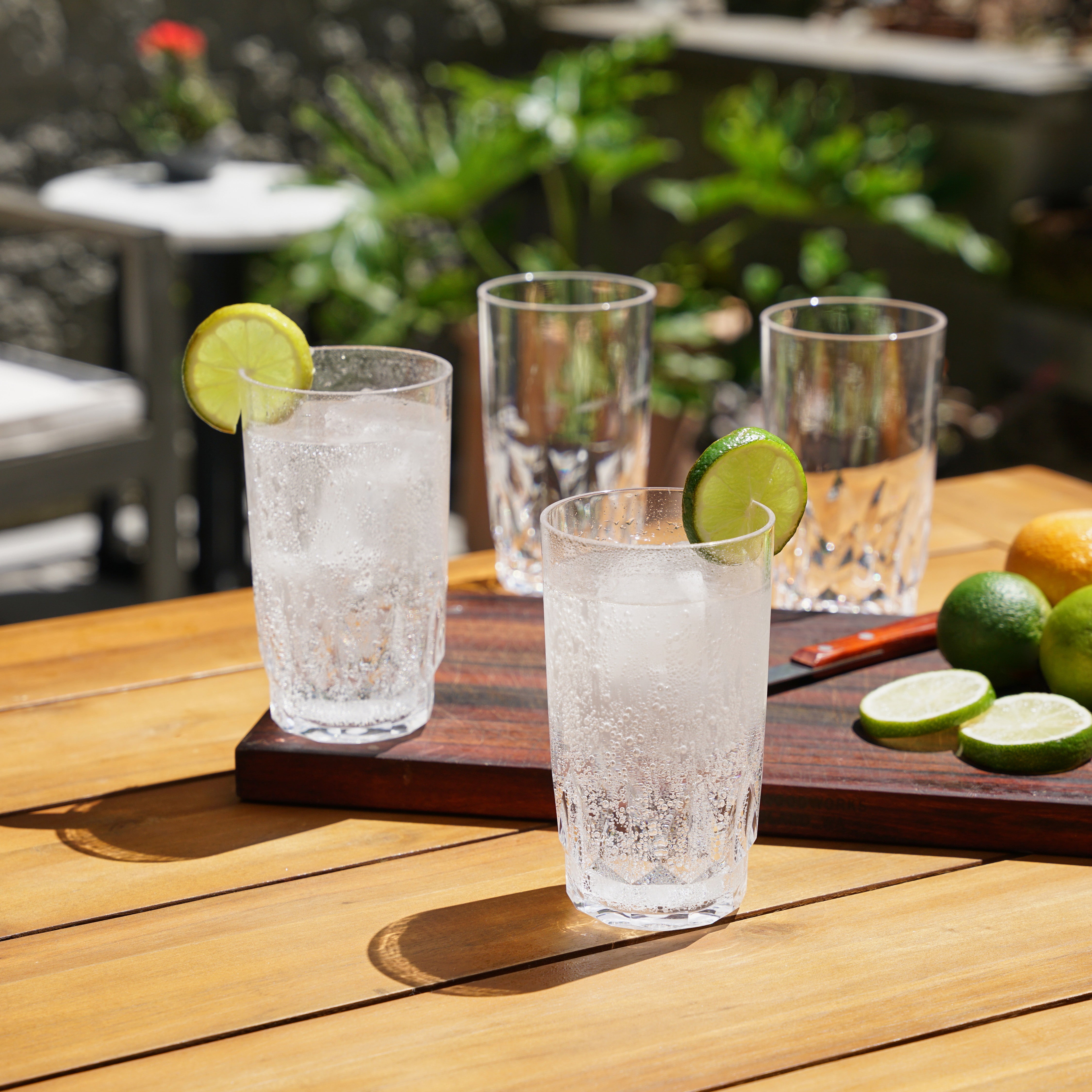Shatterproof Acrylic Highball Tumblers Set of 4 - Unbreakable Drinking Glasses for Cocktails, Iced Coffee & Smoothies - Perfect for Pool Parties, BBQs & Outdoor Entertaining