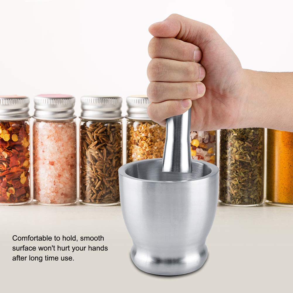 Premium Stainless Steel Mortar and Pestle Set - Heavy Duty Spice Grinder for Garlic, Herbs, Coffee Beans & Seasonings - Perfect for Kitchen, Cooking, Baking & Homemade Spice Blends