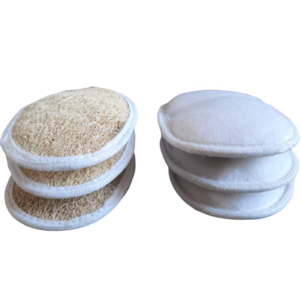 ARROSA 6-Pack Natural Body Scrubber & Loofah Sponge for Exfoliating Skin - Gentle Bath & Shower Exfoliator for Soft Skin, Perfect for Spa, Home & Travel Use