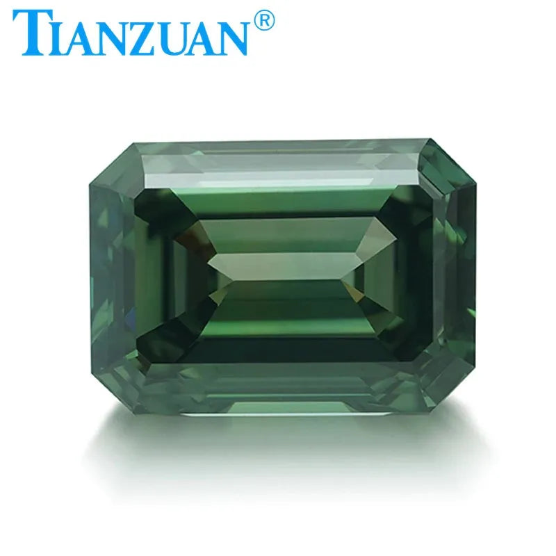 1.6CT Lab Grown Emerald Cut Diamond - Fancy Deep Green VVS2 Clarity 2EX Cut GEMID Certified Loose Gemstone for Jewelry Making & Engagement Rings