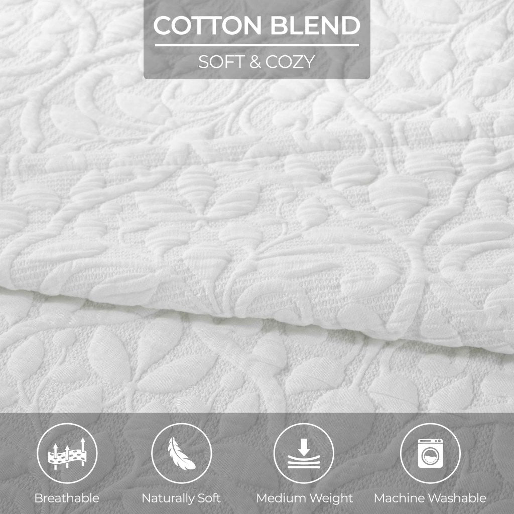 Premium Vineyard Cotton Blend Medium Weight Matelasse Woven Coverlet - Soft Bedspread for All Seasons | Perfect for Guest Rooms, Master Bedrooms & Cozy Home Decor