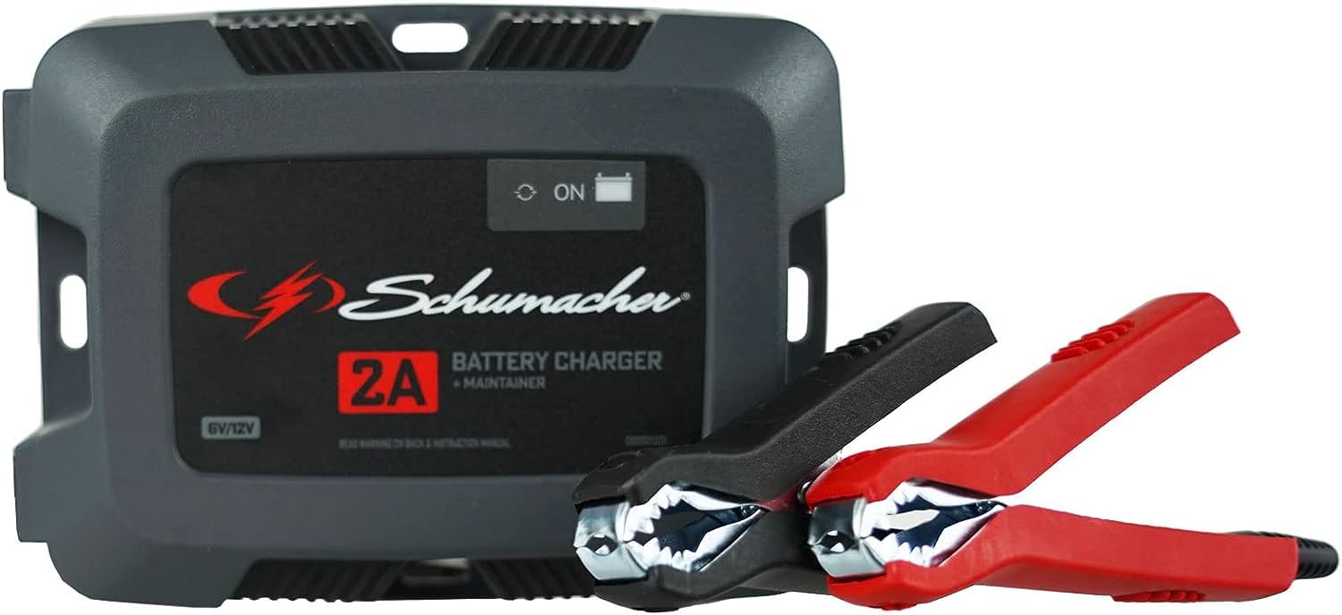 Schumacher SC1588-2A 6V/12V 2A Automatic Battery Charger & Maintainer for Cars, Motorcycles, ATVs, Boats - Smart Charging for Automotive, Marine & Power Sports Batteries - Perfect for Winter Storage & Seasonal Vehicle Maintenance