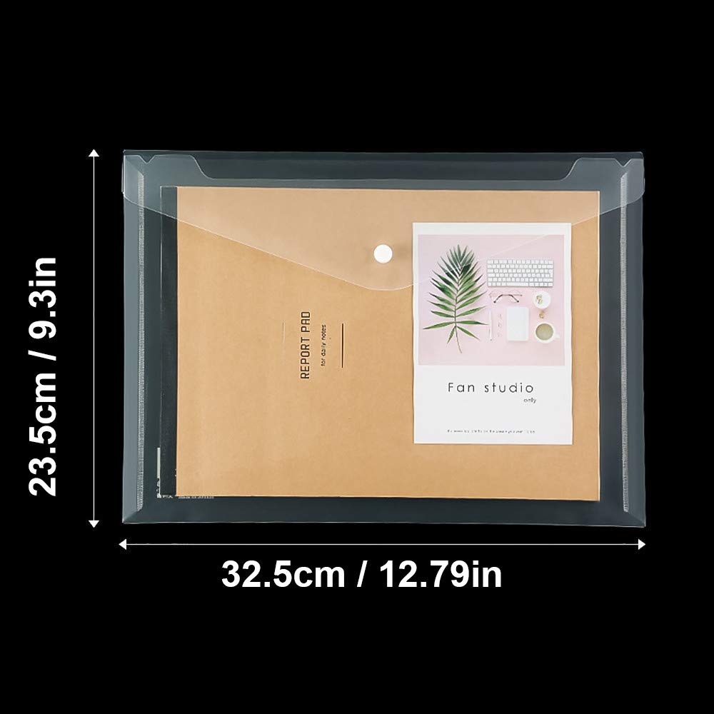 20 Pcs Clear Waterproof Plastic Envelopes with Button Closure - US Letter & A4 Size Poly Envelopes for School, Home, Office | Perfect for Document Storage, Mailing, and Organization (Ideal for Work, Travel & Outdoor Use)