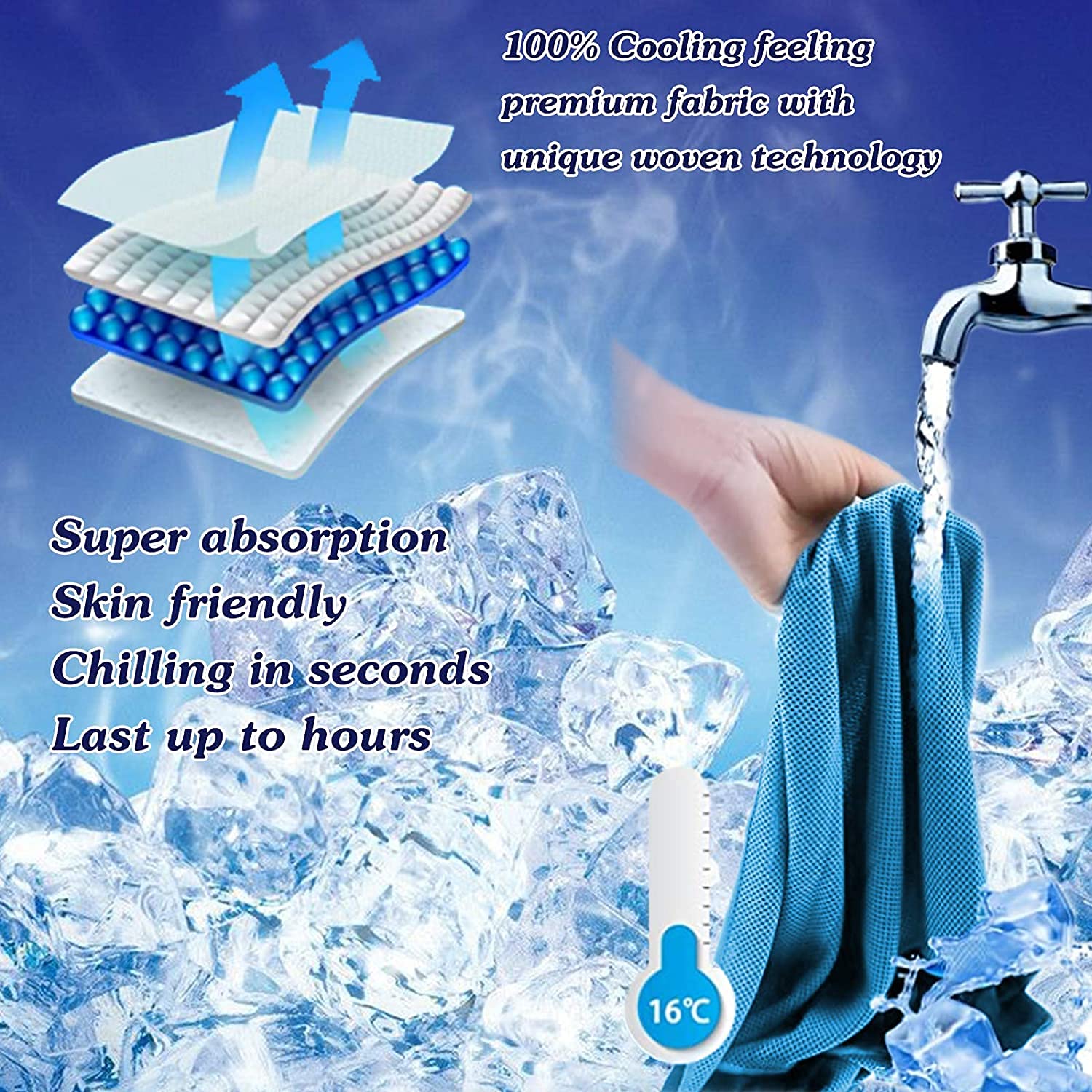 Cooling Towel for Sports & Workouts - Sukeen Instant Evaporative Cooling Neck Wrap (40x12 Inch) | Perfect for Yoga, Golf, Gym & Outdoor Activities