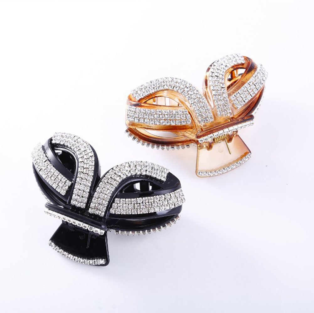Elegant Rhinestone Crystal Hair Clip for Women - Acrylic Jaw Clip Hairpin, Hair Claw Accessory (Black) - Perfect for Weddings, Parties & Everyday Styling