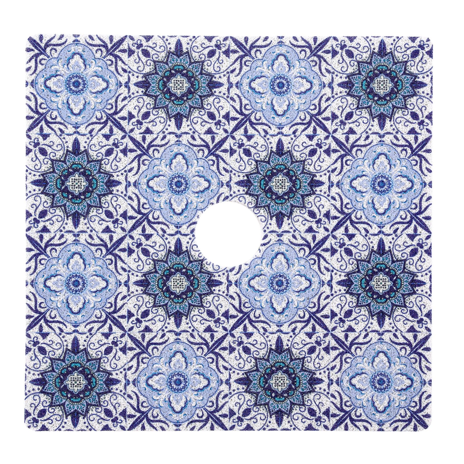 Non-Slip Square Shower Mat with Drain Hole - PVC Loofah Bath Mat for Shower Stall | Secure Anti-Slip Floor Mat for Bathroom, Spa & Gym Use