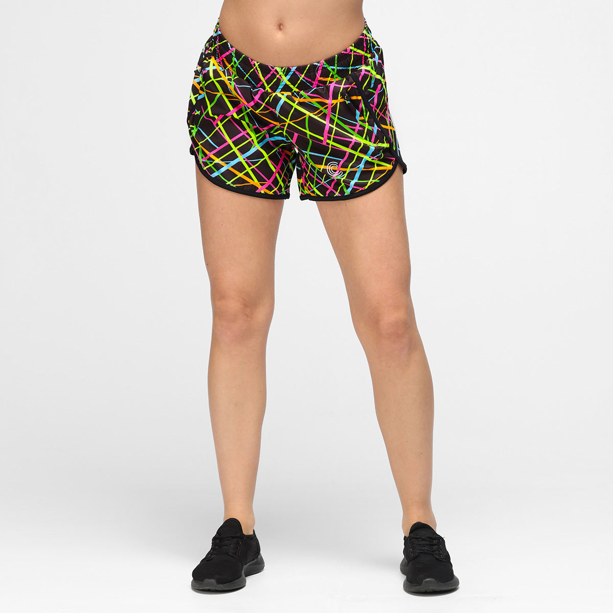 Clubbercise Neon Beam Loose Fit Workout Shorts - High Waisted Yoga Running Gym Fitness Shorts for Women - Perfect for Dance, HIIT & Cardio Workouts