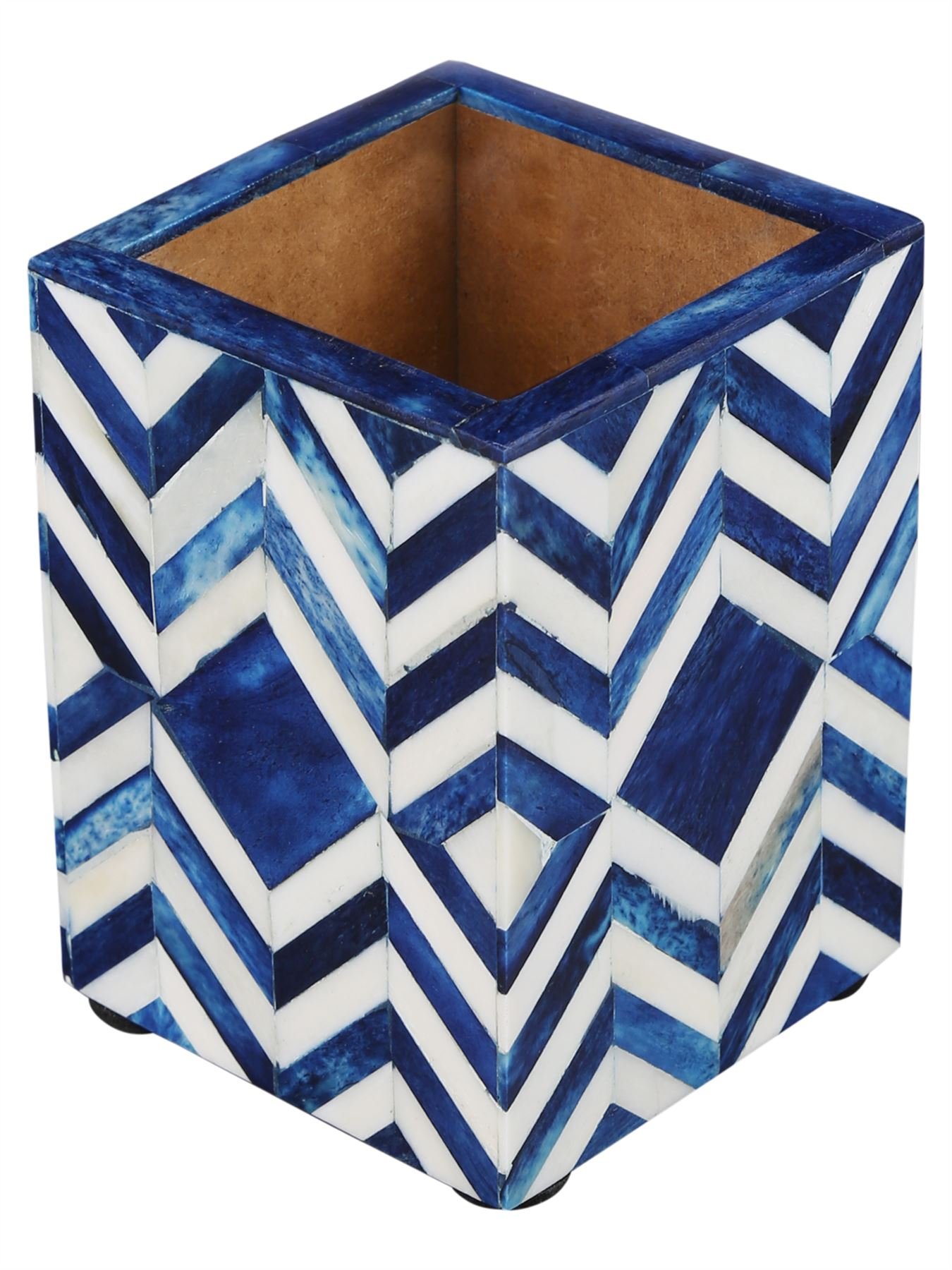 Chevron Blue Handmade Pen Holder & Desk Organizer - Stylish Pencil Holder for Office, Study, and Home Decor - Perfect for Writers, Students & Professionals