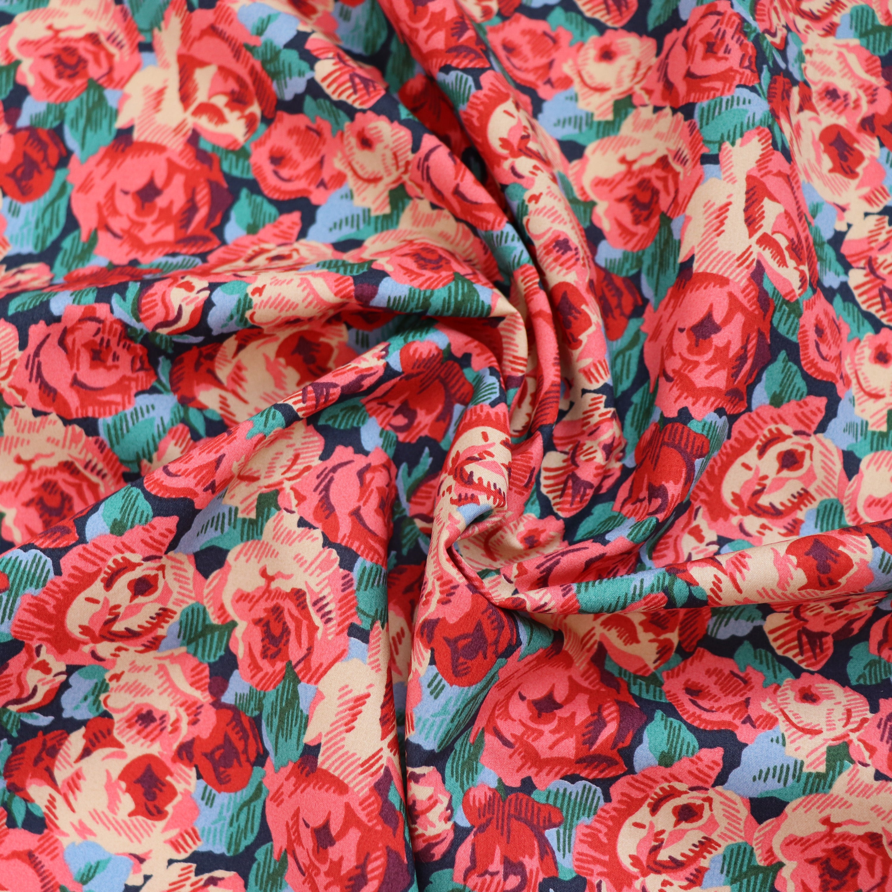 Liberty Fabrics Roman Rose Piccadilly Cotton Poplin - Premium Floral Printed Fabric for Dresses & Home Decor | Perfect for Sewing, Quilting & DIY Projects