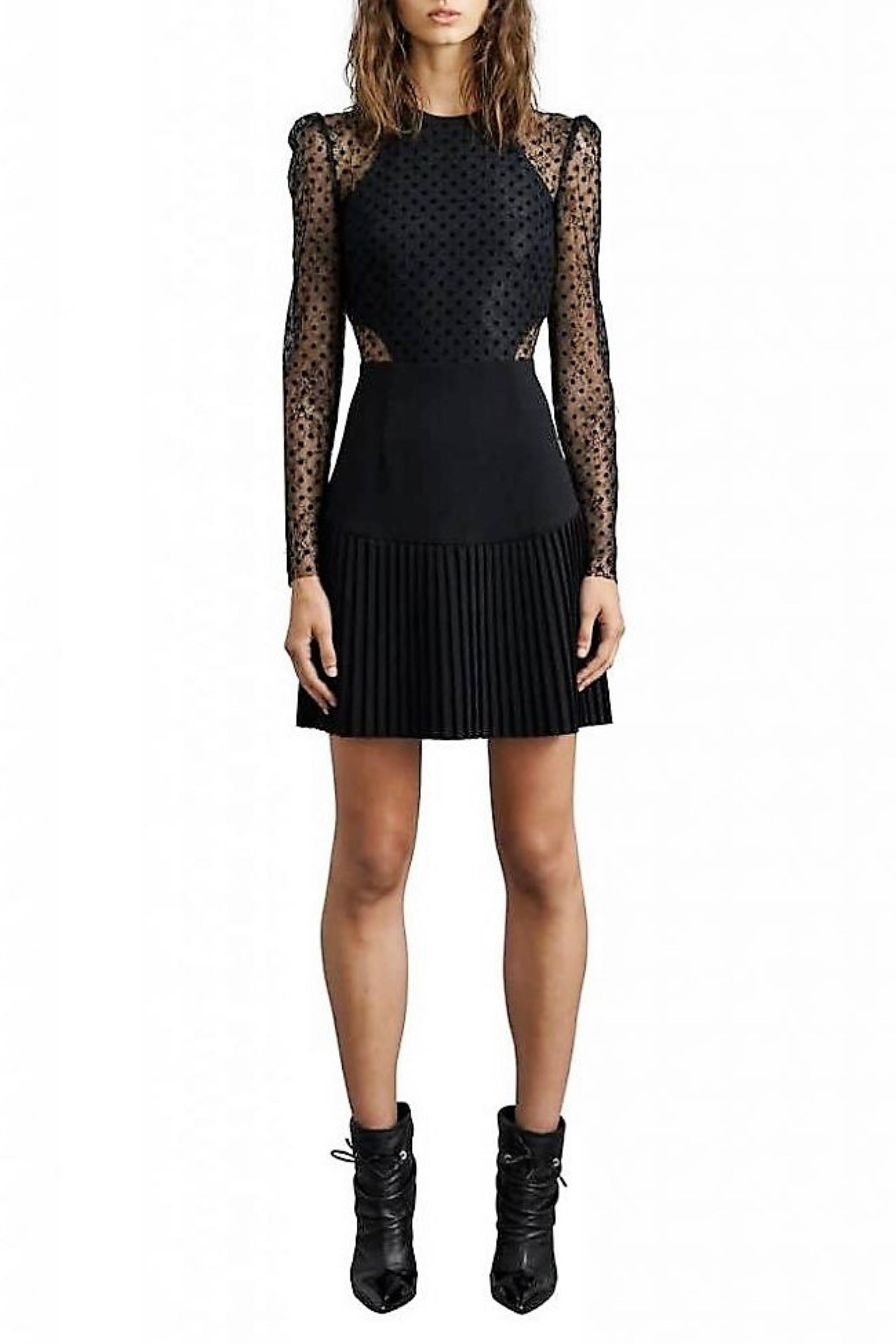 Gabriella Black Spot Lace Mini Dress - Elegant Party & Cocktail Attire for Women