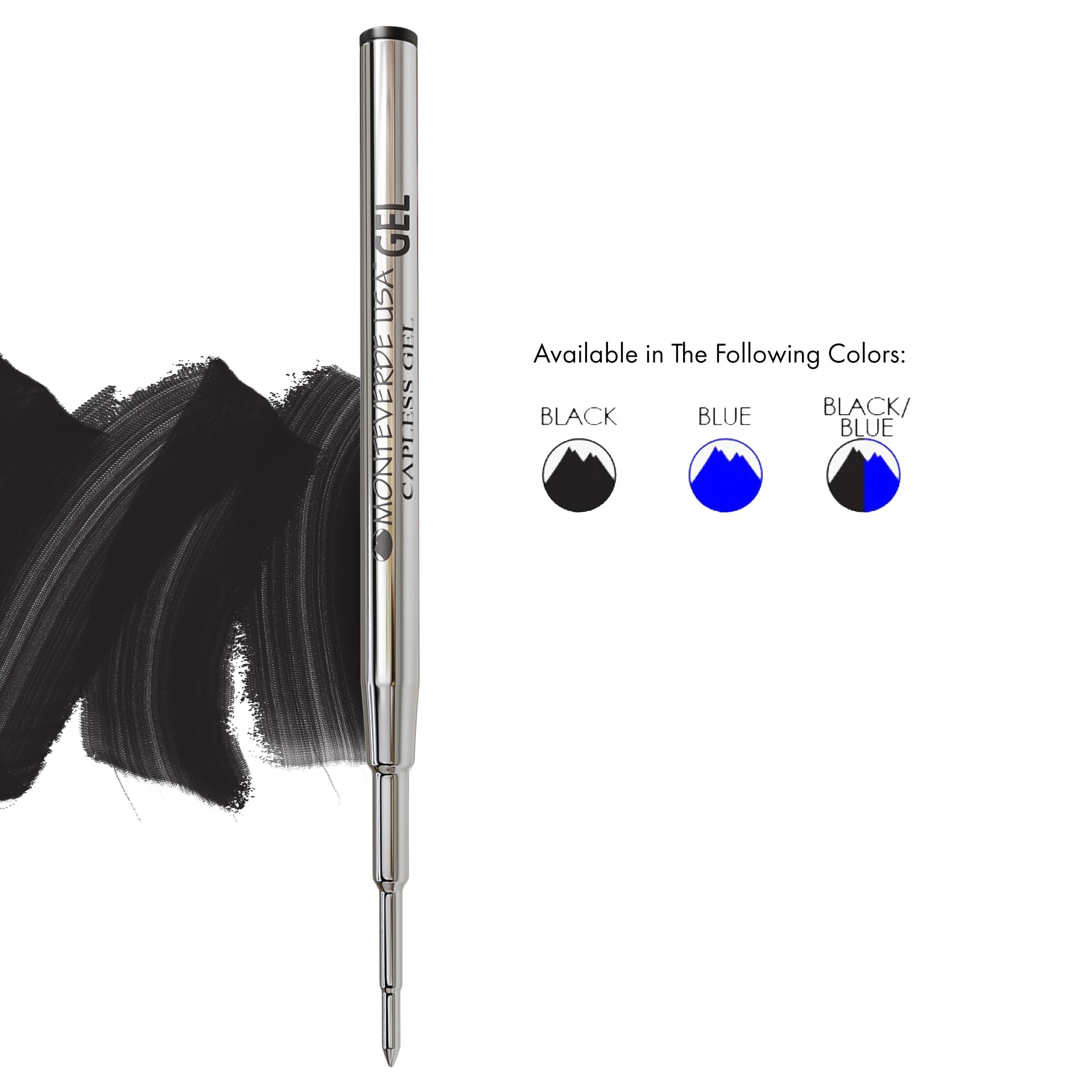 Monteverde Fine Gel Ballpoint Refill for Montblanc Pens - 6 Pack, Black Ink (M423BK) - Smooth Writing for Office, School & Daily Use