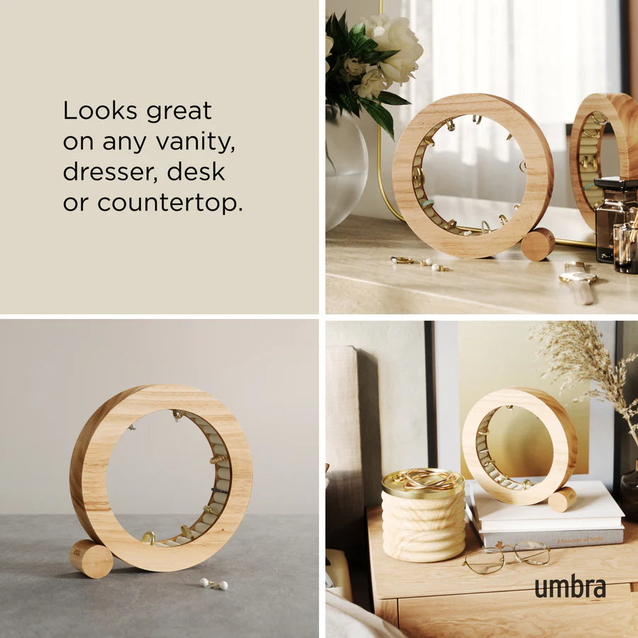 Ferris Jewelry Organizer - Natural Wood Jewelry Box for Necklaces, Rings & Earrings | Perfect for Bedroom, Bathroom & Travel Storage
