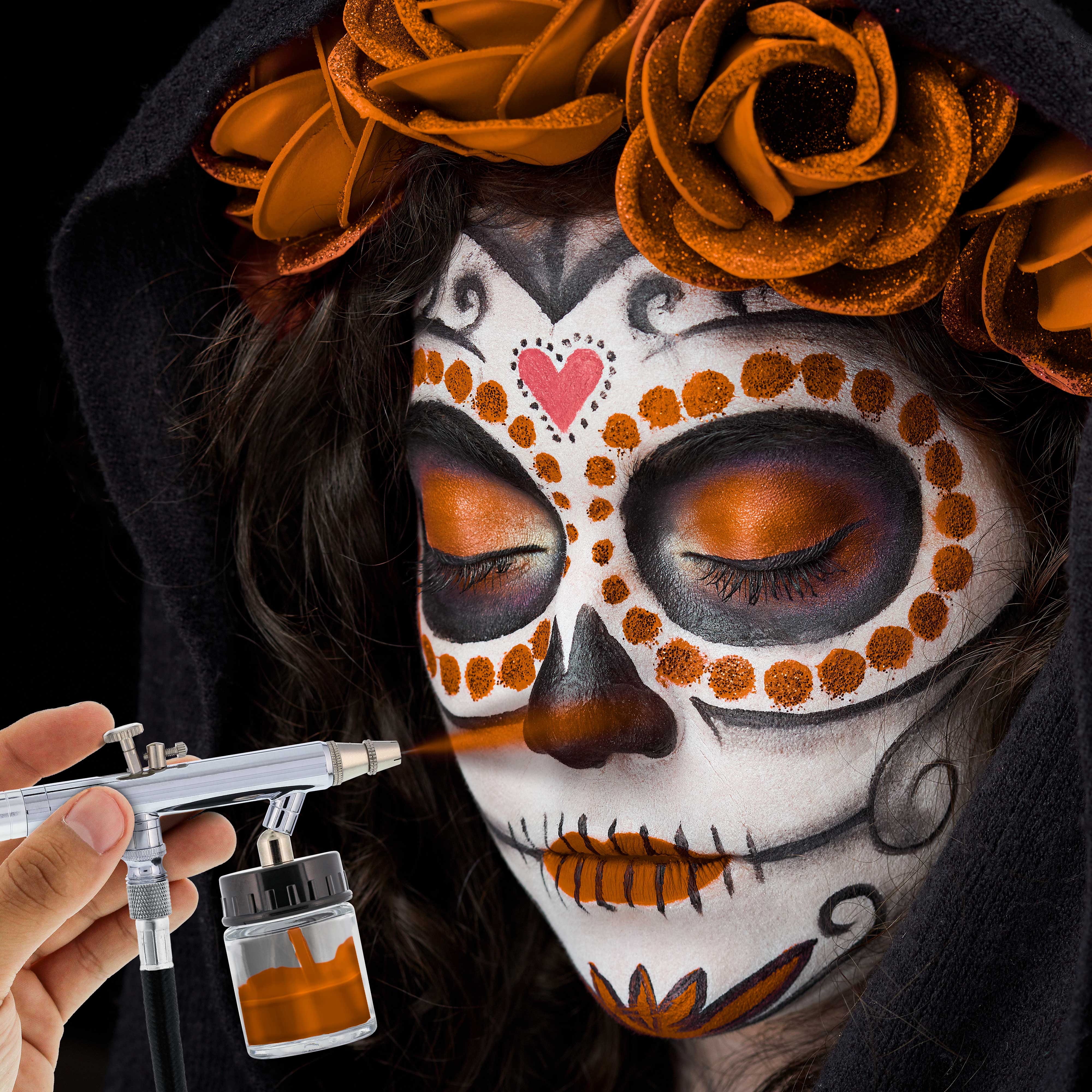 Orange Water-Based Airbrush Face & Body Paint for Kids - 8 oz Non-Toxic, Washable - Perfect for Halloween, Birthday Parties & Face Painting Events