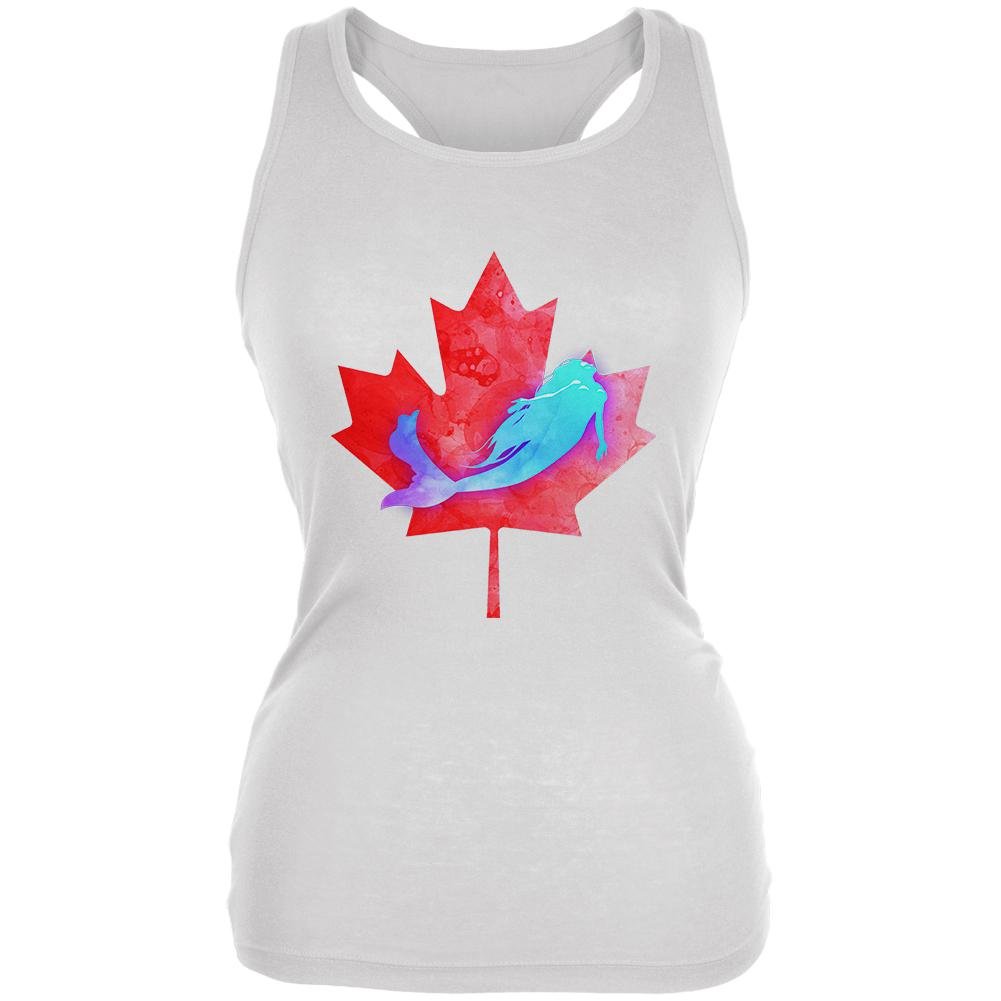 Old Glory Canadian Mermaid Juniors Soft Tank Top - White, Small - Comfortable & Stylish Summer Wear for Beach, Pool & Casual Outings