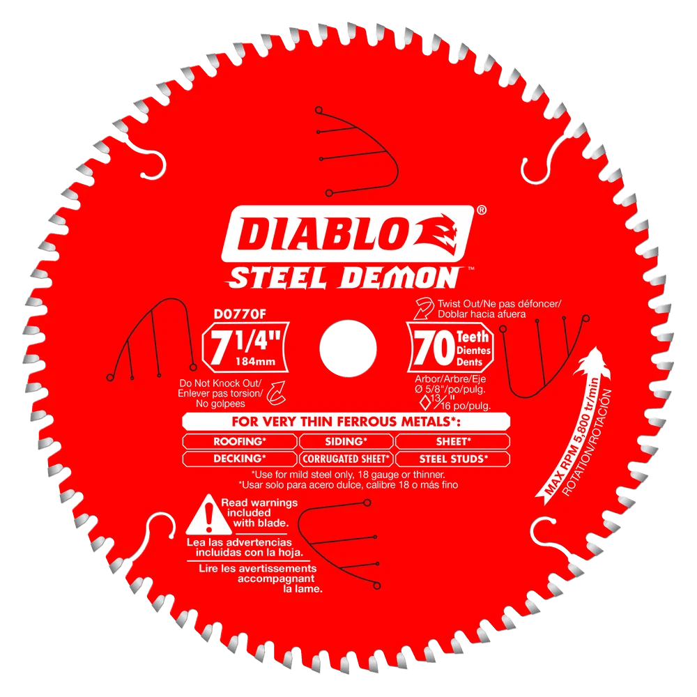 7 1/4 Inch 70-Tooth Carbide Tipped Metal Cutting Saw Blade - 8 Pack for Fast, Smooth Cuts on Steel, Aluminum & More - Perfect for Construction, Metal Fabrication & DIY Projects