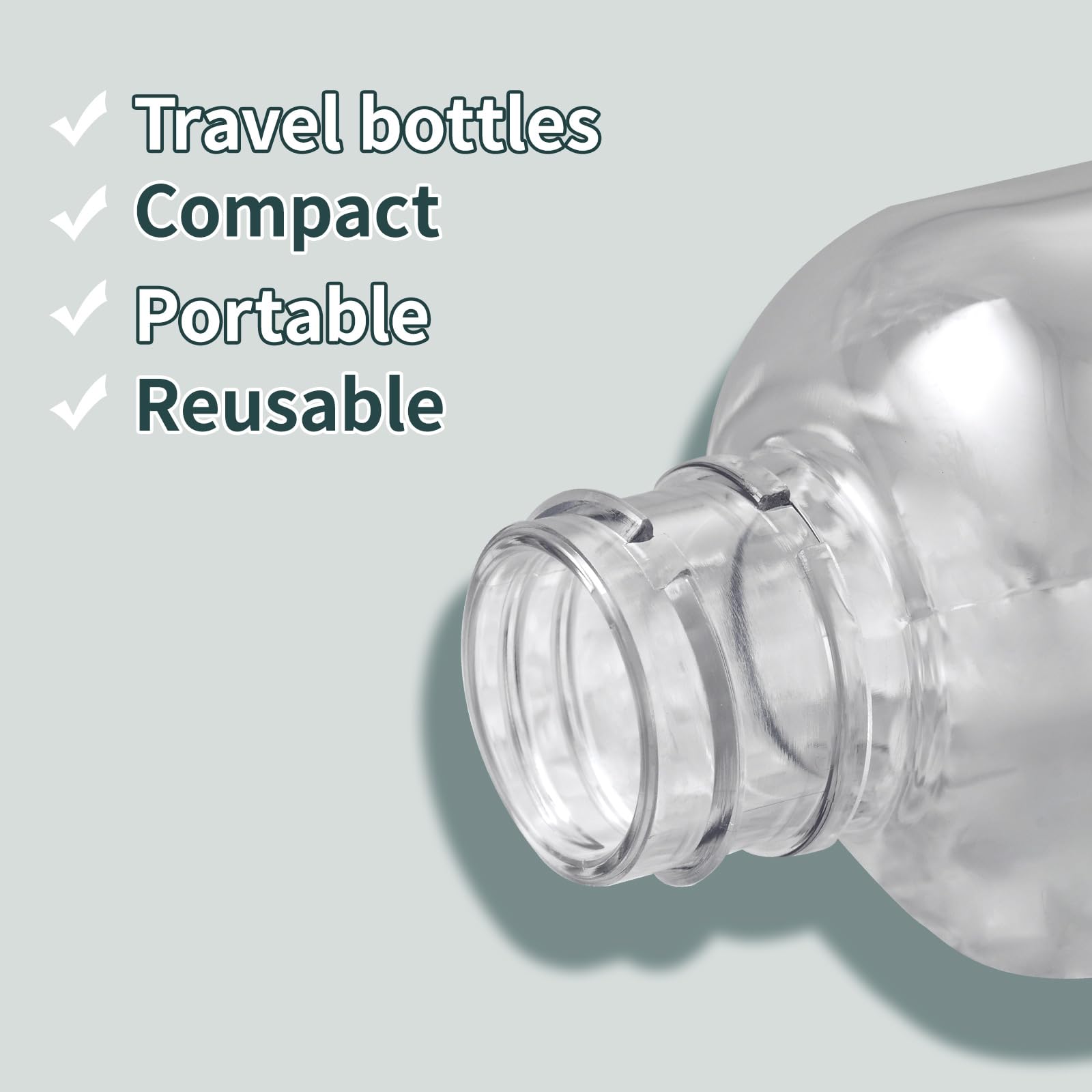 Tekson 3.4 oz (100ml) Clear Plastic Travel Bottles with Black Screw Cap - Leak Proof Empty Containers for Shampoo, Lotion & Mouthwash - Perfect for Air Travel, Gym & Toiletry Organization