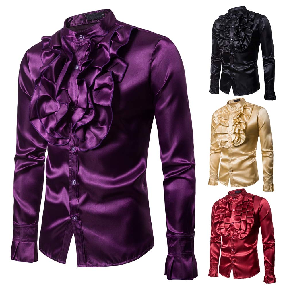 Men's Floral Long Sleeve Dress Shirts for Wedding, Prom & Party - Stylish Button Down Formal Shirts for Business, Office & Special Occasions