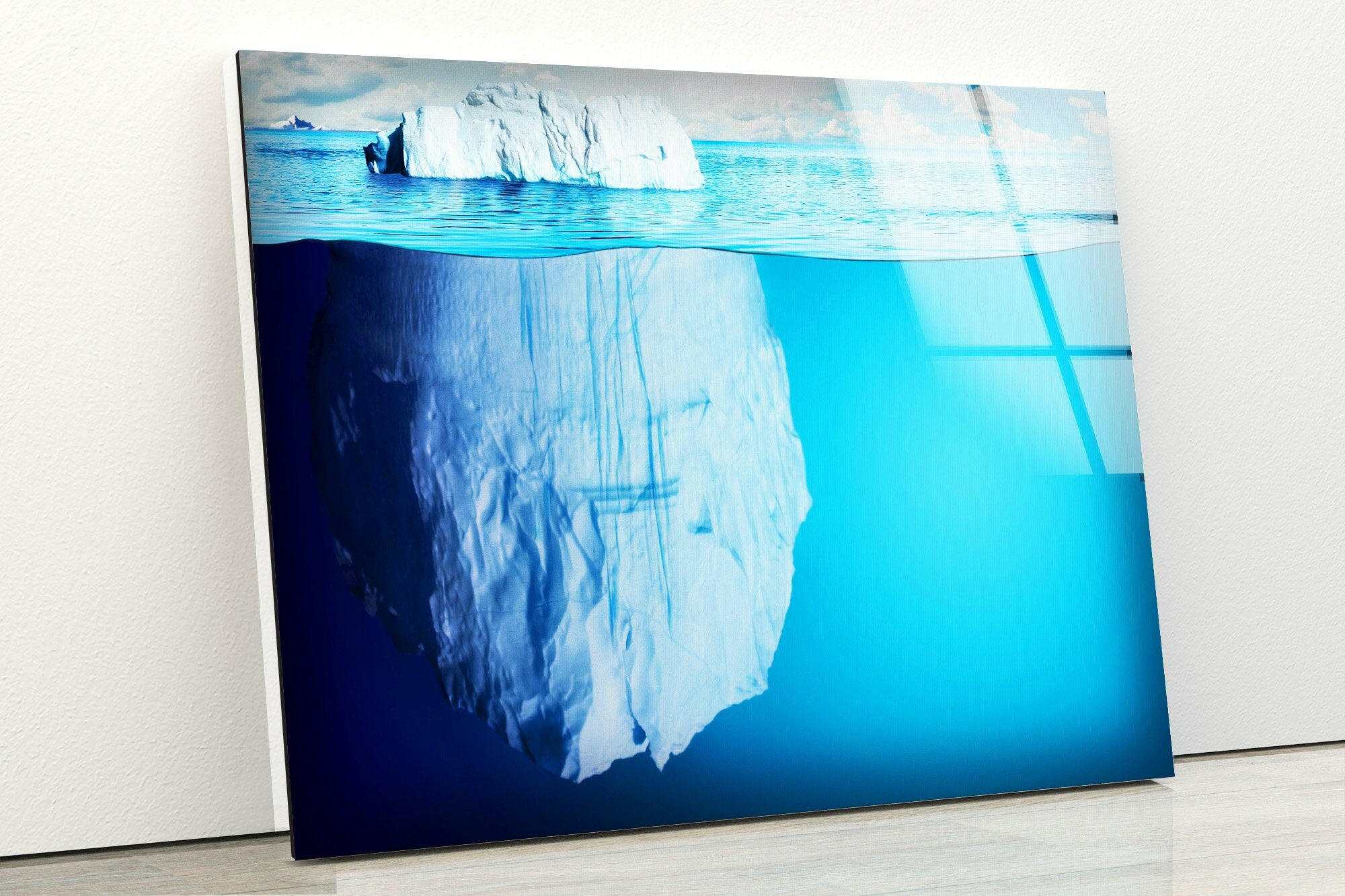 Antarctic Sea Iceberg Glass Wall Art - Stunning Handmade Ocean Decor for Living Room, Bedroom & Office - Perfect Modern Home Decor Gift