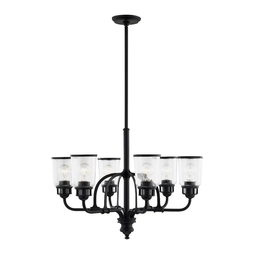 Livex Lighting 40026-04 6-Light Black Chandelier - Modern Crystal Ceiling Light Fixture for Dining Room, Bedroom & Living Room Decor