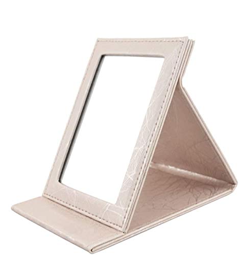 ToiM Portable Folding Vanity Mirror with Stand - Compact Collapsible Makeup Mirror for Travel & Home Use - Champagne Small Dresser Mirror for Makeup Application & Beauty Tools Storage