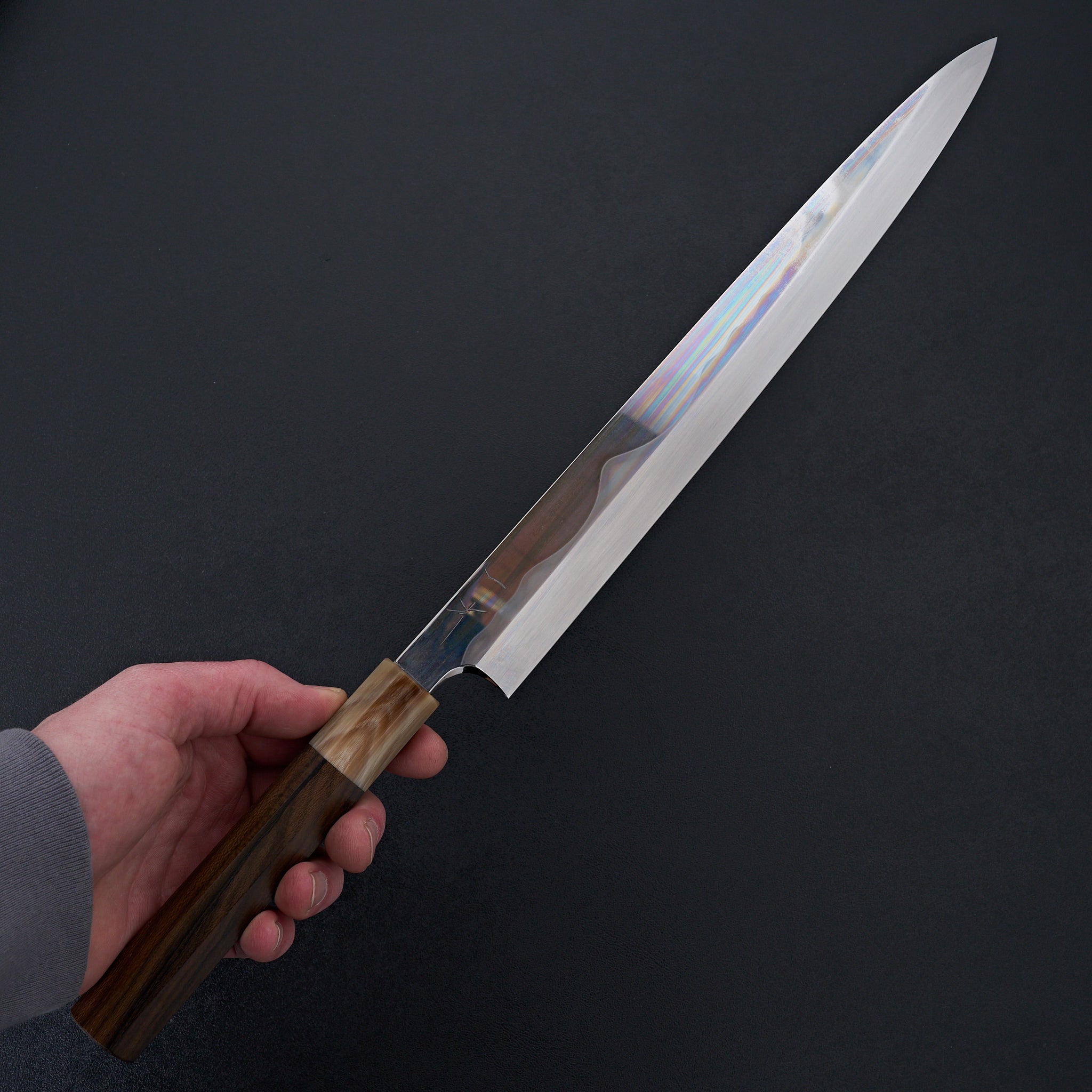 Hitohira Togashi White #1 Fuji Mizu Honyaki Yanagiba 300mm Japanese Sushi Knife with Taihei Ziricote Handle & Saya - Premium Sashimi & Sushi Preparation Tool for Professional Chefs & Home Cooks