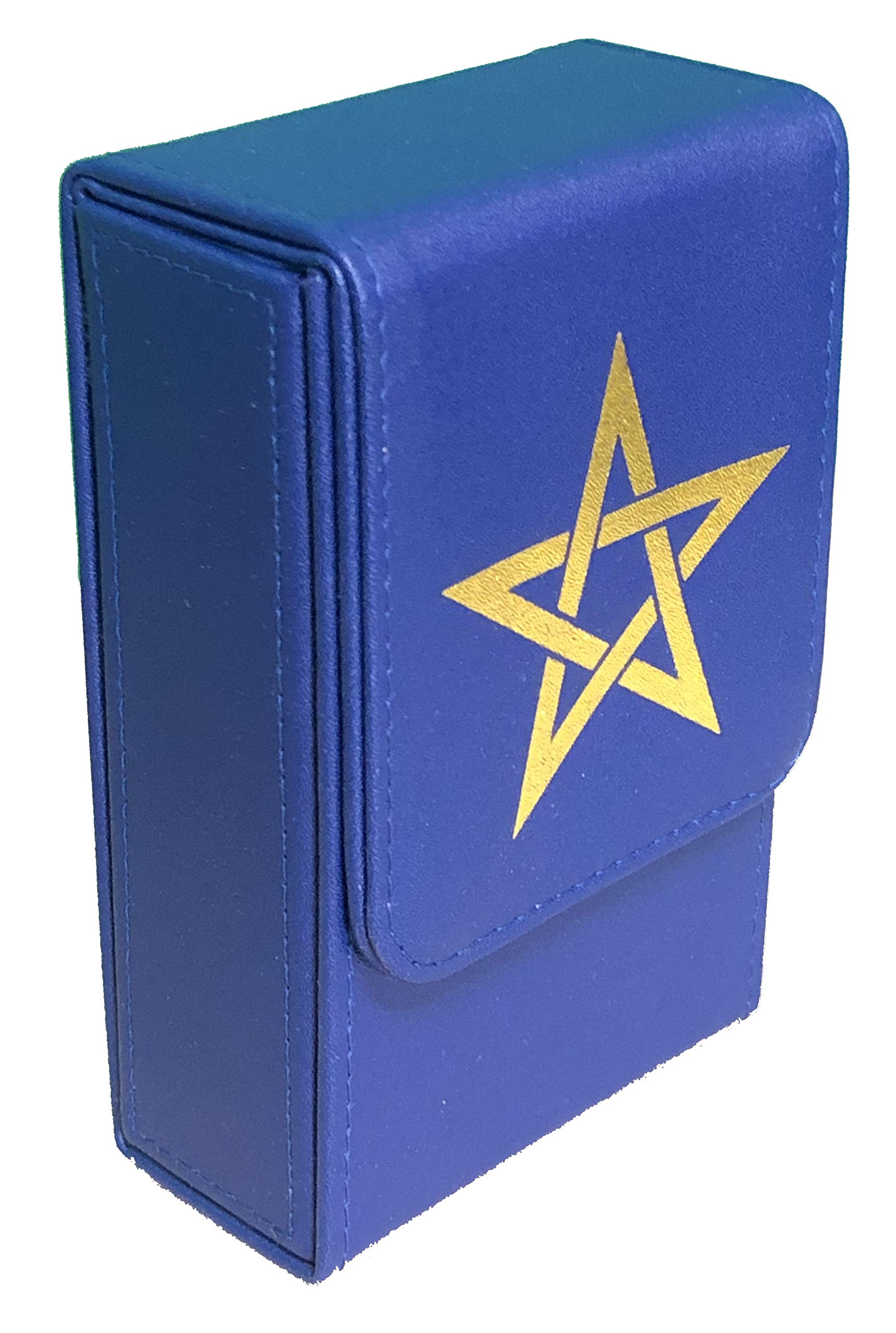 Genuine Leather Tarot Card Case - Pentagram Design with Magnetic Closure, Standard Size Deck Box for Storage & Protection (Blue) | Perfect for Tarot Readers, Witches & Spiritual Practitioners