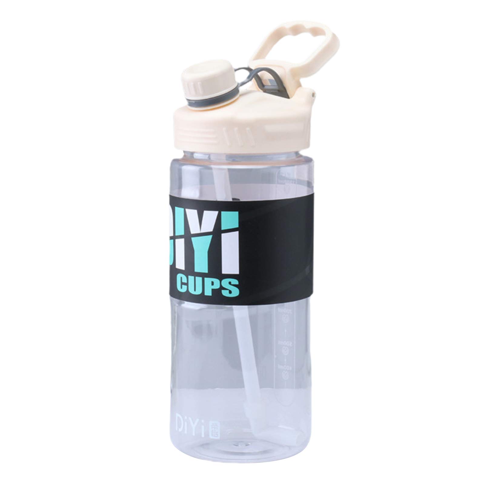 D-GROEE 16oz BPA-Free Plastic Water Bottle with Straw - Leak Proof, Lightweight Sports Water Bottle for Kids, Gym, School & Outdoor Activities - White