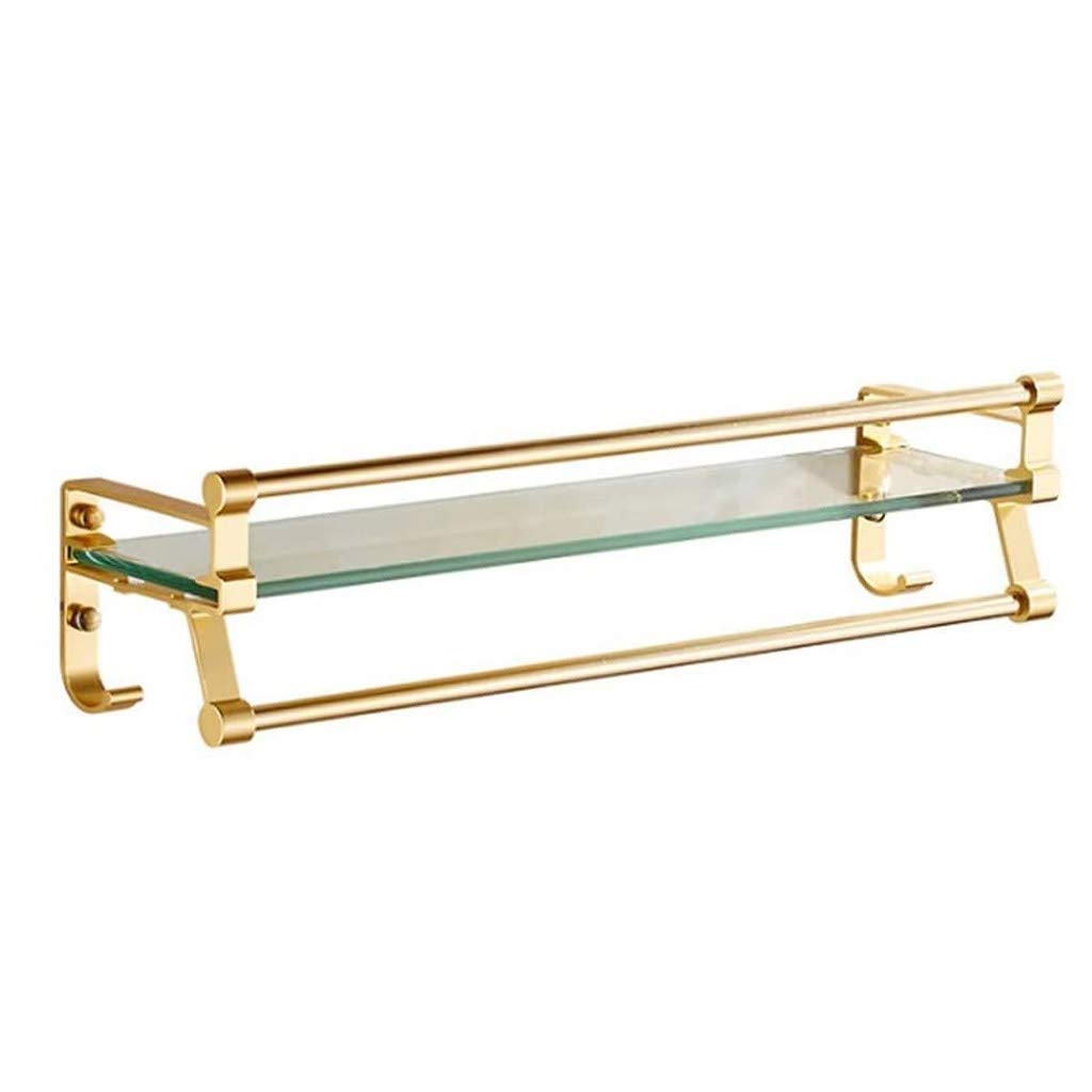 Modern Stainless Steel Brass Wall Mounted Bathroom Shelf - 40cm Multifunctional Storage Organizer for Bathroom, Shower, Kitchen & Living Room - Space Saving Home Decor Solution