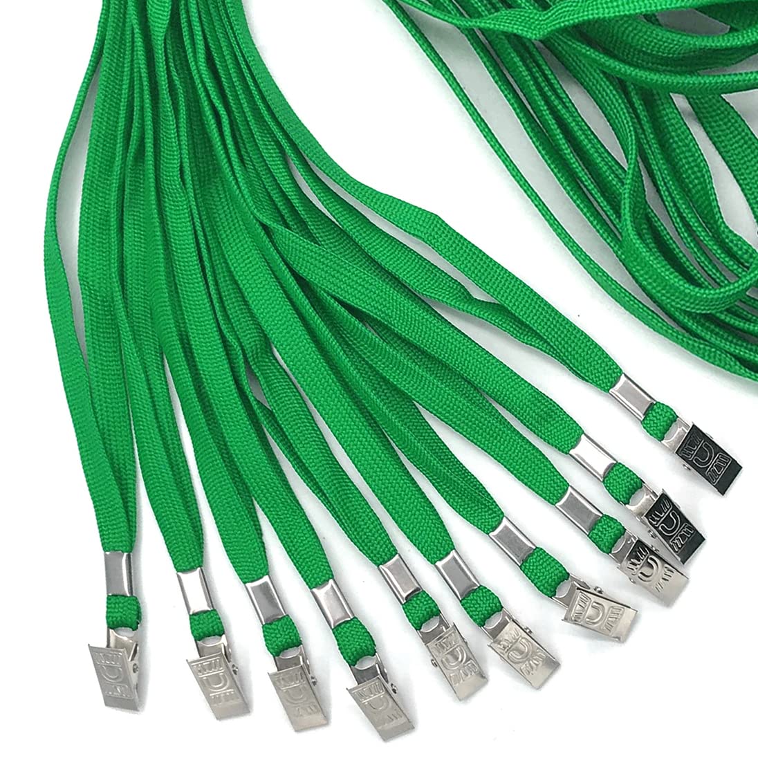 100 Pack Green Bird Lanyards with Bulldog Clip - for ID Badges & Events