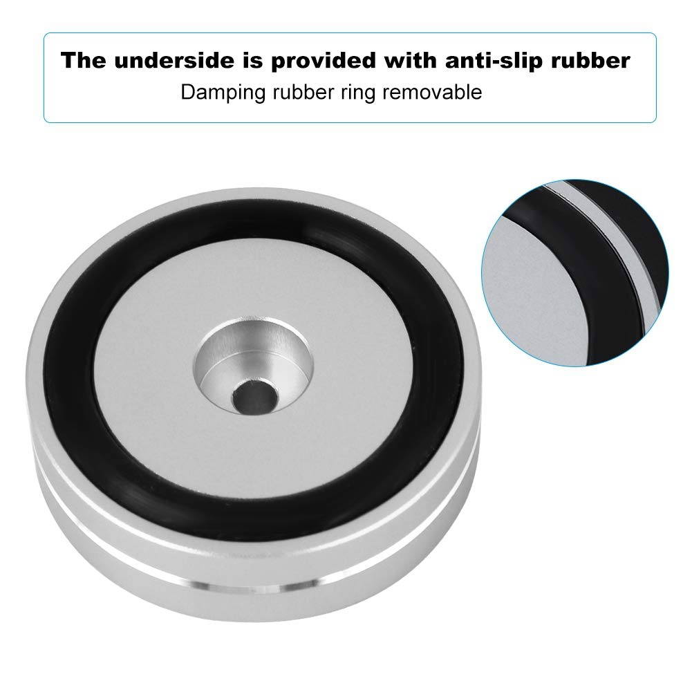Premium Aluminum Alloy Speaker Isolation Feet Pads - HiFi Audio Equipment Vibration Dampers & Floor Protectors for Turntables, Studio Monitors & Home Theater Systems (Silver)
